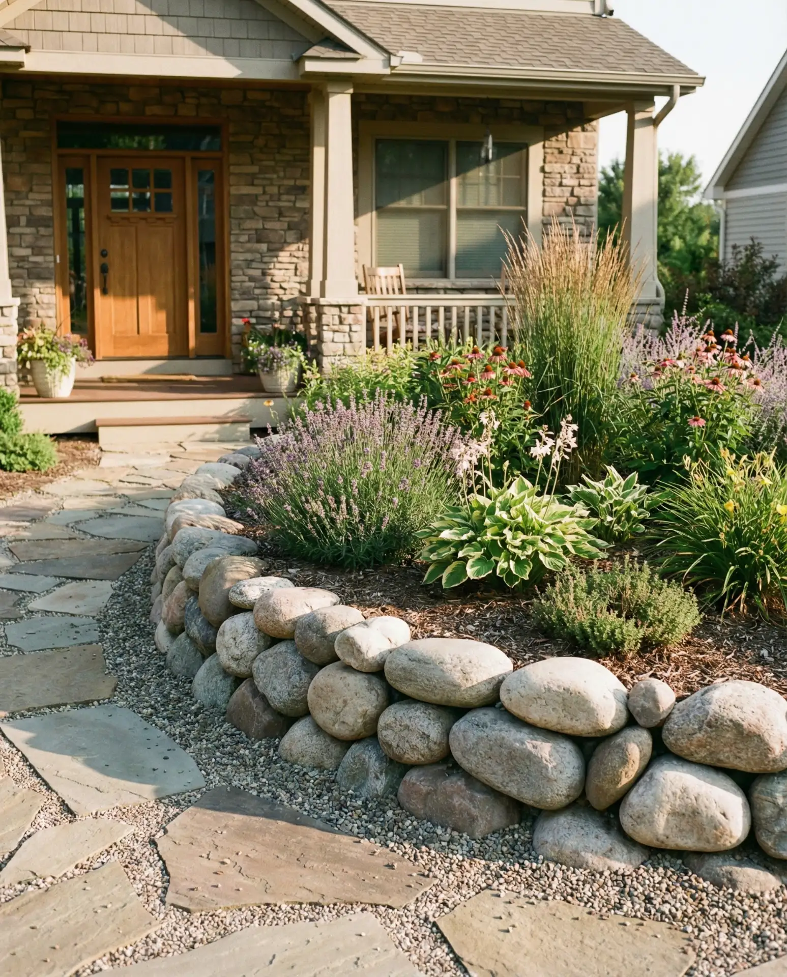 Front of House Curved Rock Gardens 1