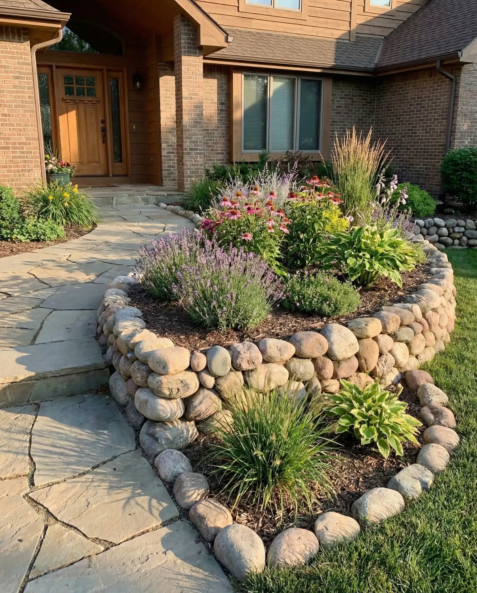 Front of House Curved Rock Gardens 2