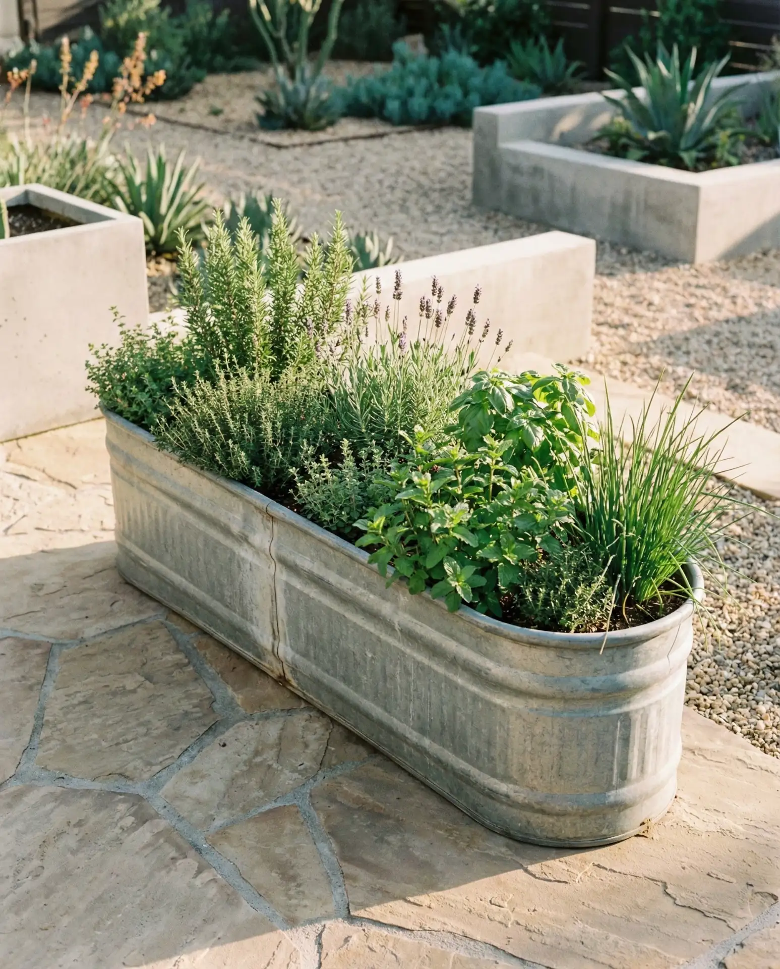 Galvanized Trough for Raised Herb Beds 1