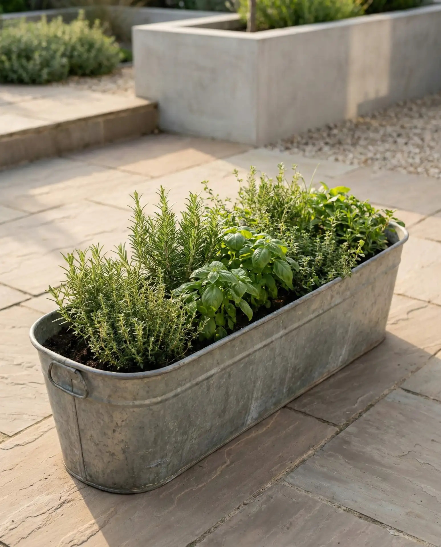 Galvanized Trough for Raised Herb Beds 2