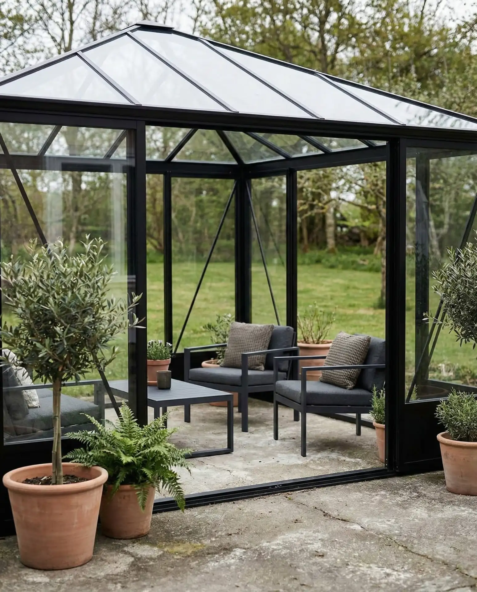 Gazebo with Modern Metal Frame and Glass Roof 1