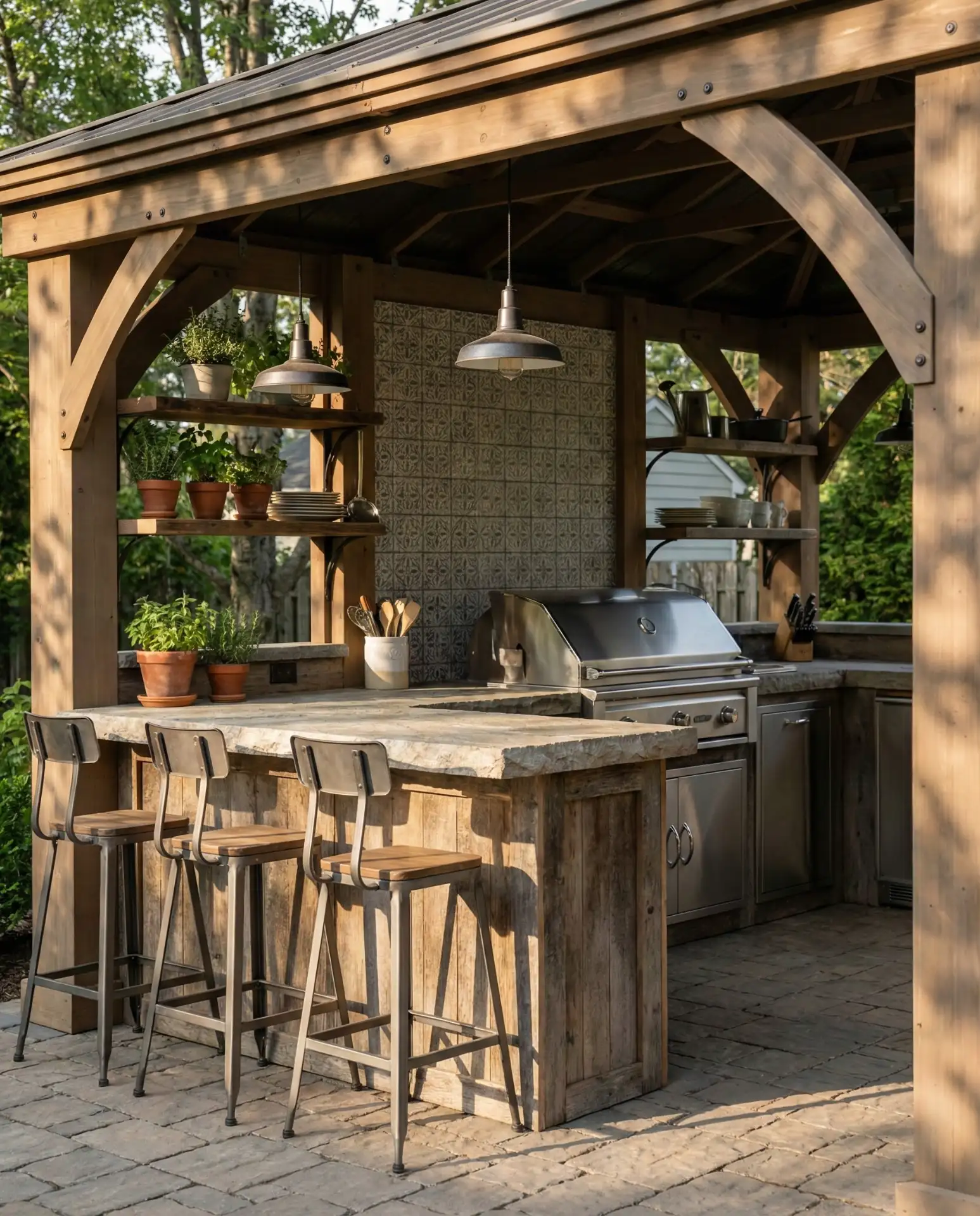 Gazebo with Outdoor Kitchen and Bar 1