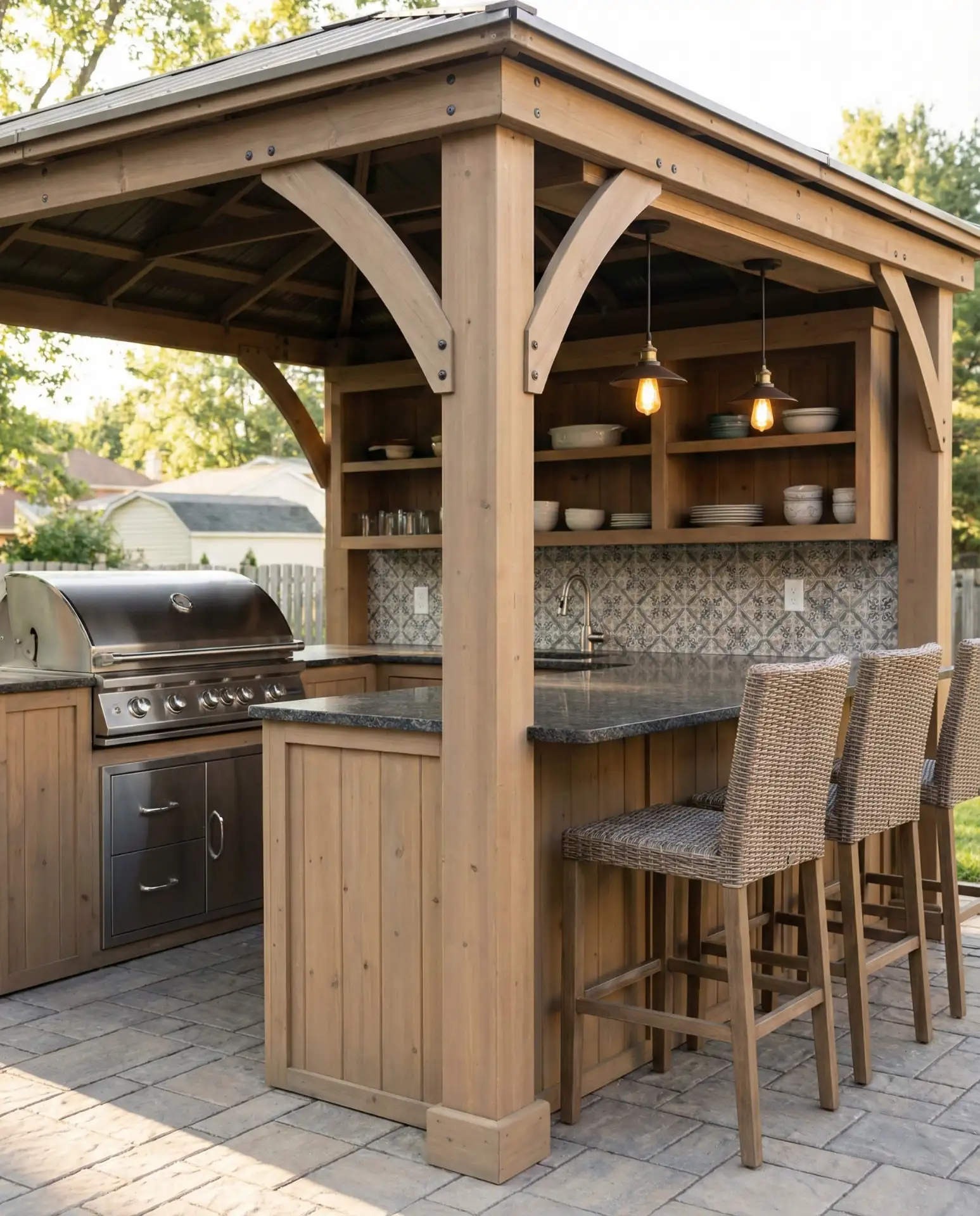 Gazebo with Outdoor Kitchen and Bar 2