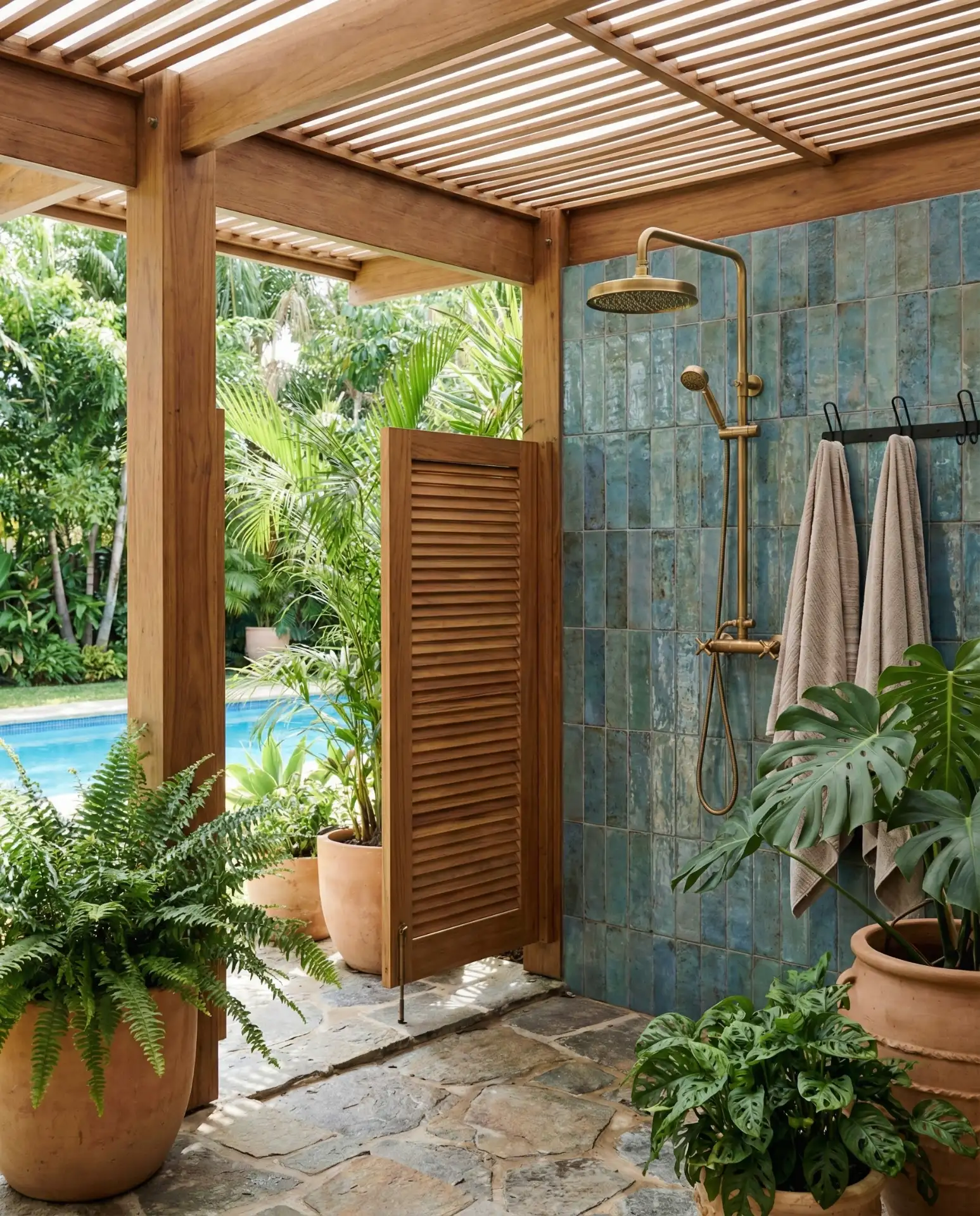 Gazebo with Outdoor Shower for Pool Areas 2