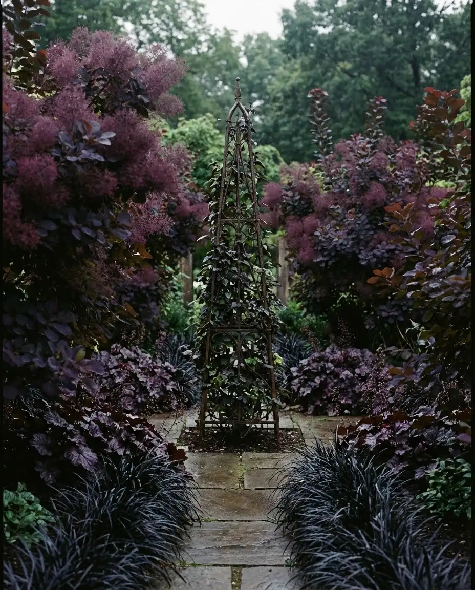 Gothic Garden with Dark Foliage Plants 1