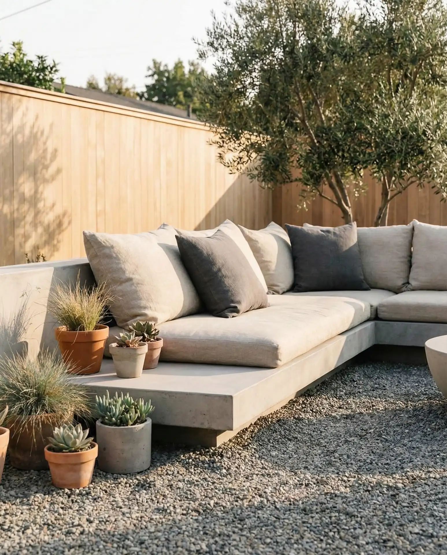 Gravel Lounge Area with Low Platform Seating 1