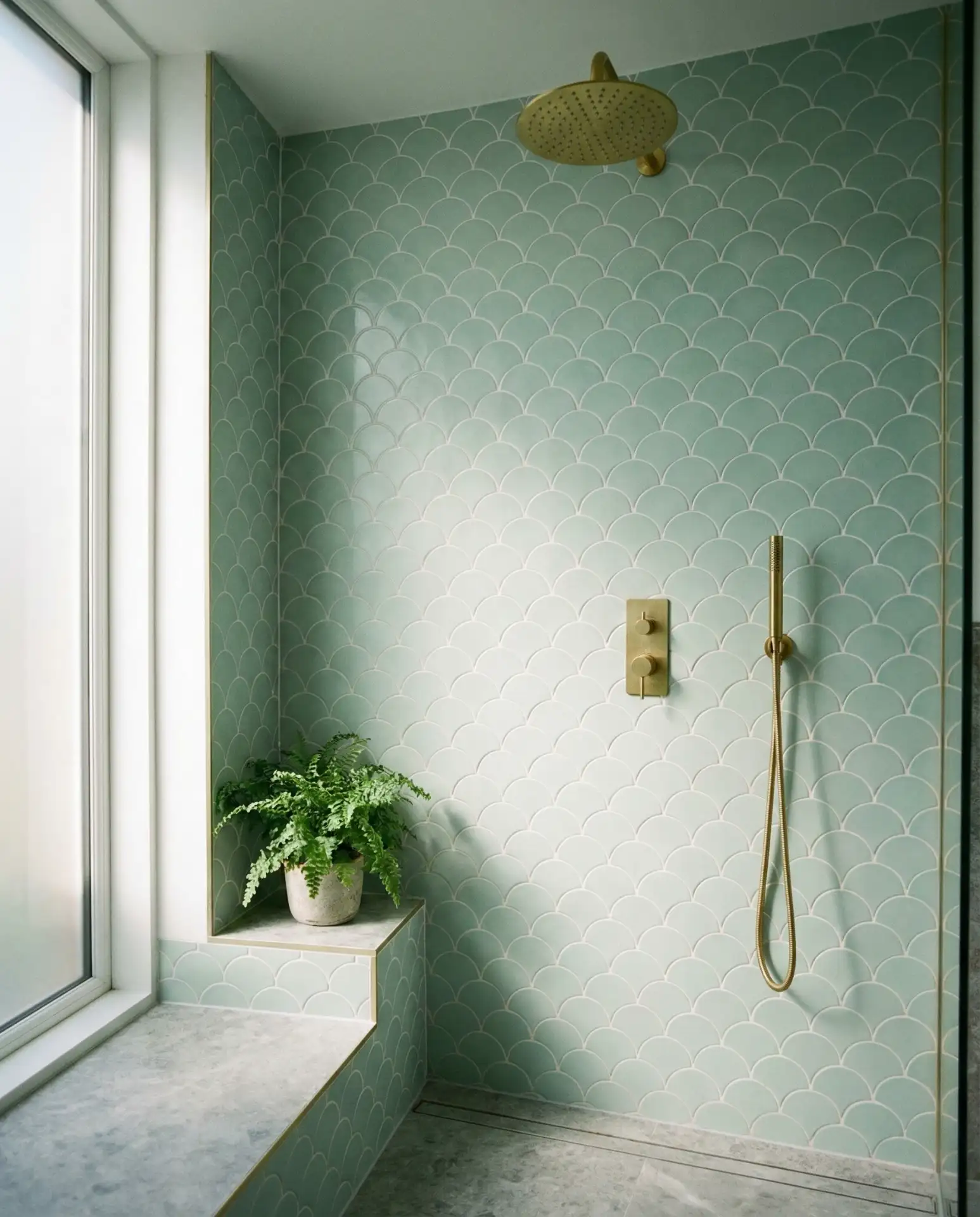 Green Tile Accent Wall Behind Floating Vanity 2