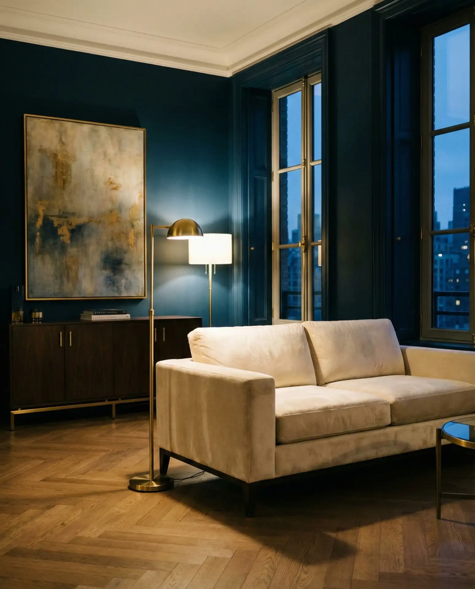 Hague Blue Drama with Brass Accents 1