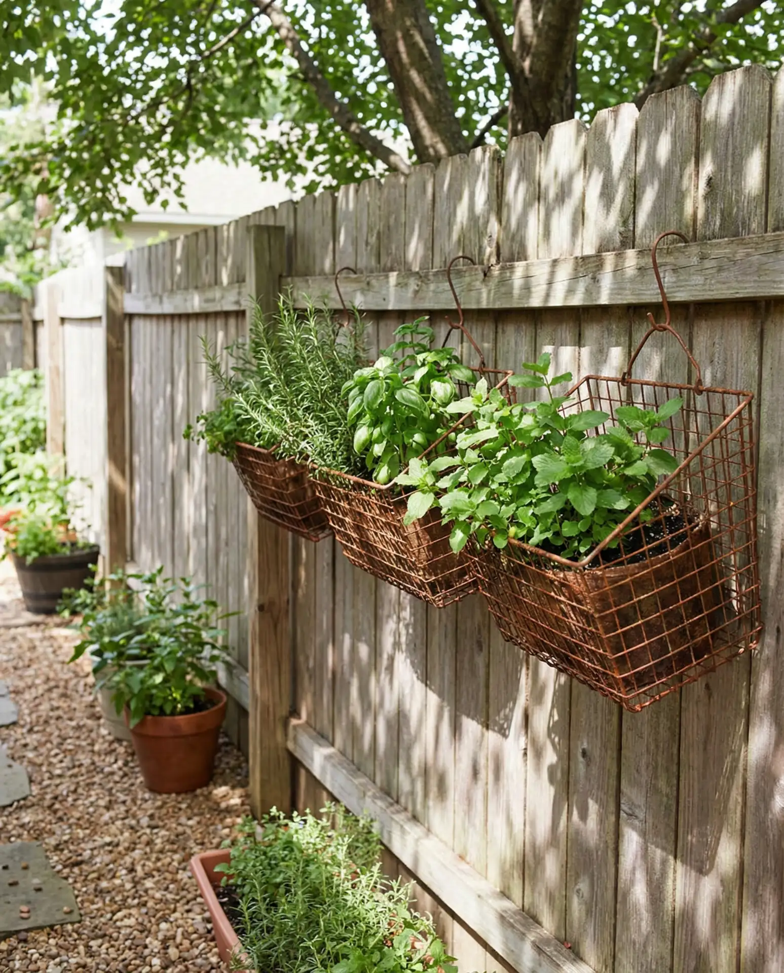 Hanging Baskets Along a Fence Line 2