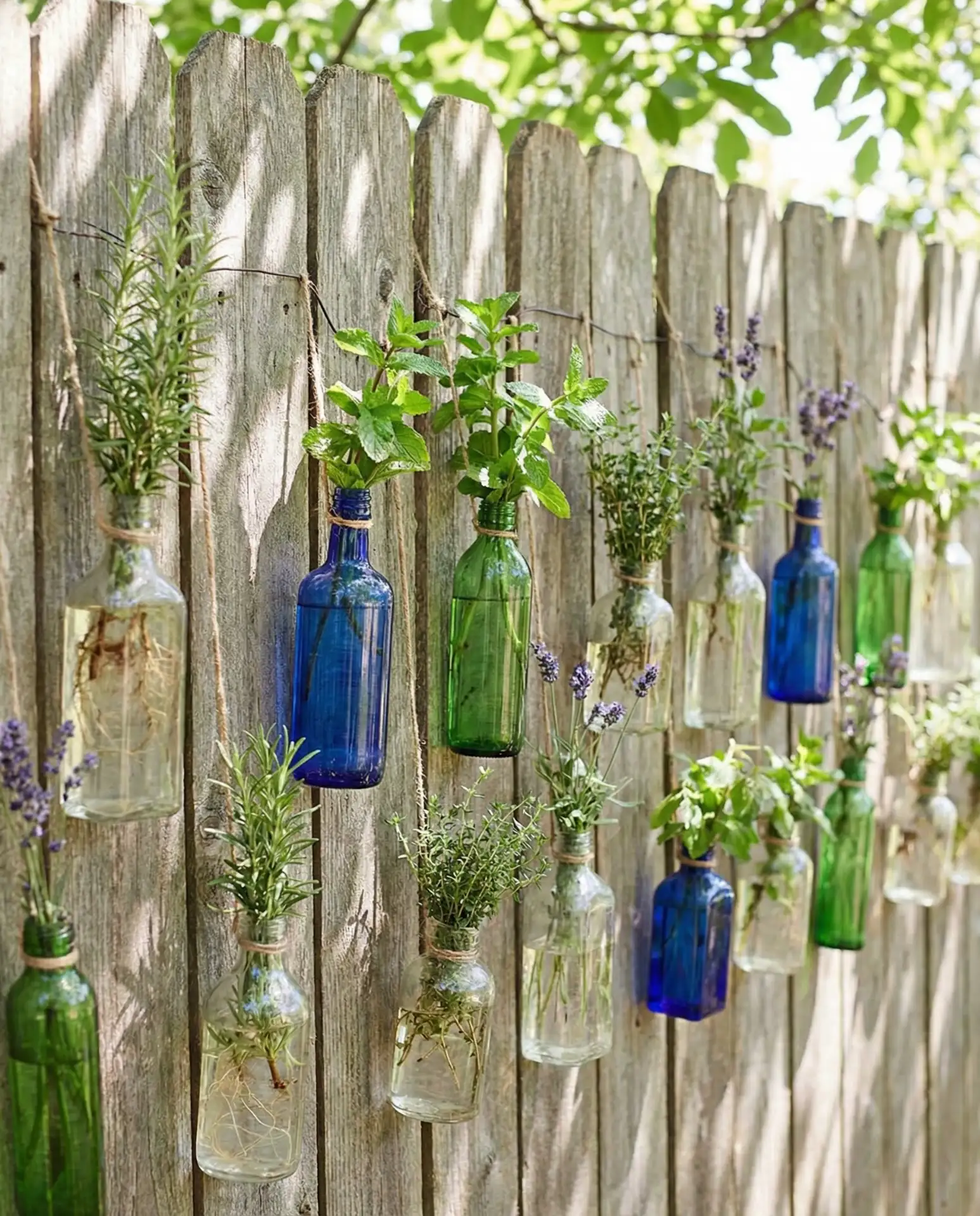 Hanging Bottle Herb Garden for Fences 1
