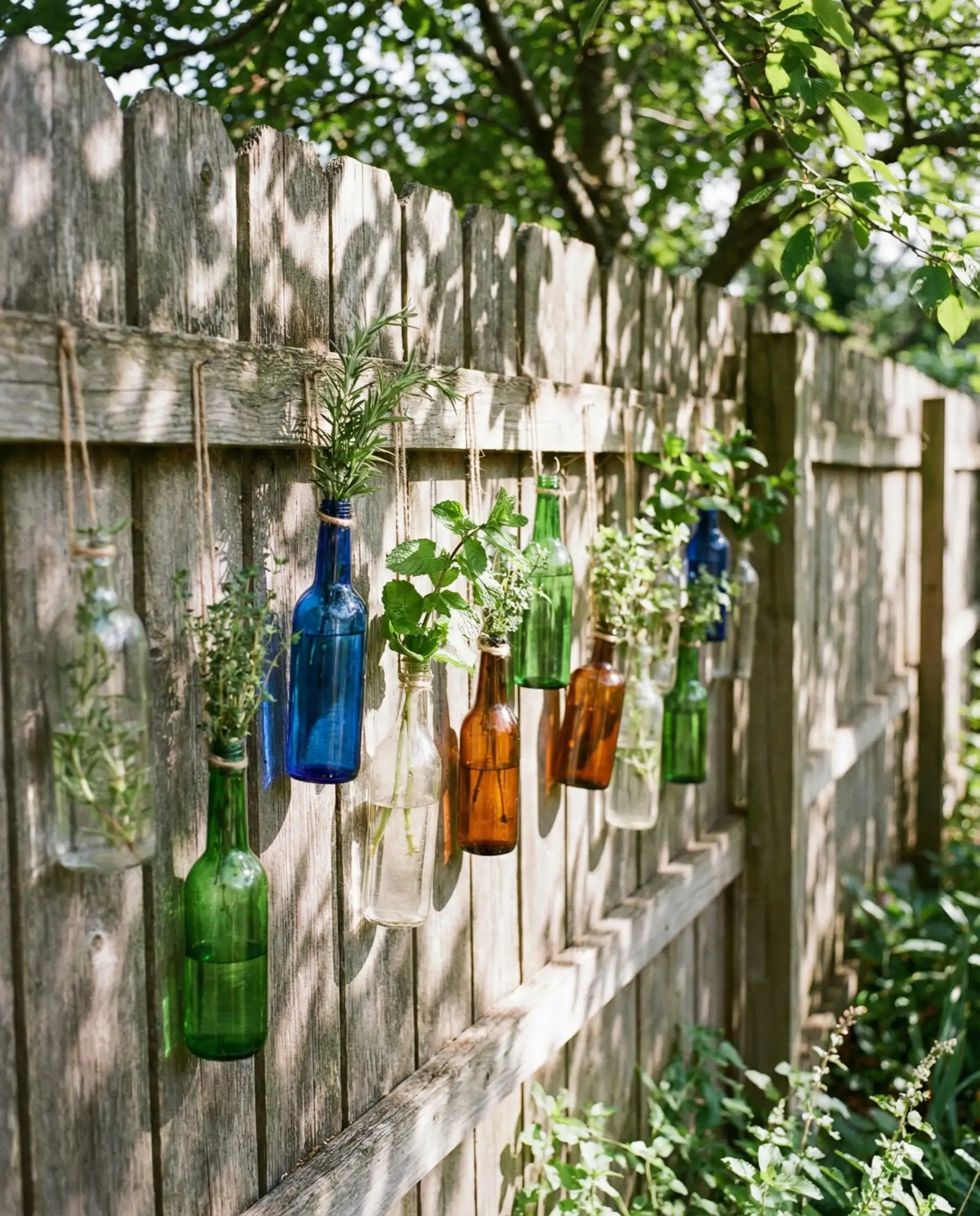 Hanging Bottle Herb Garden for Fences 2