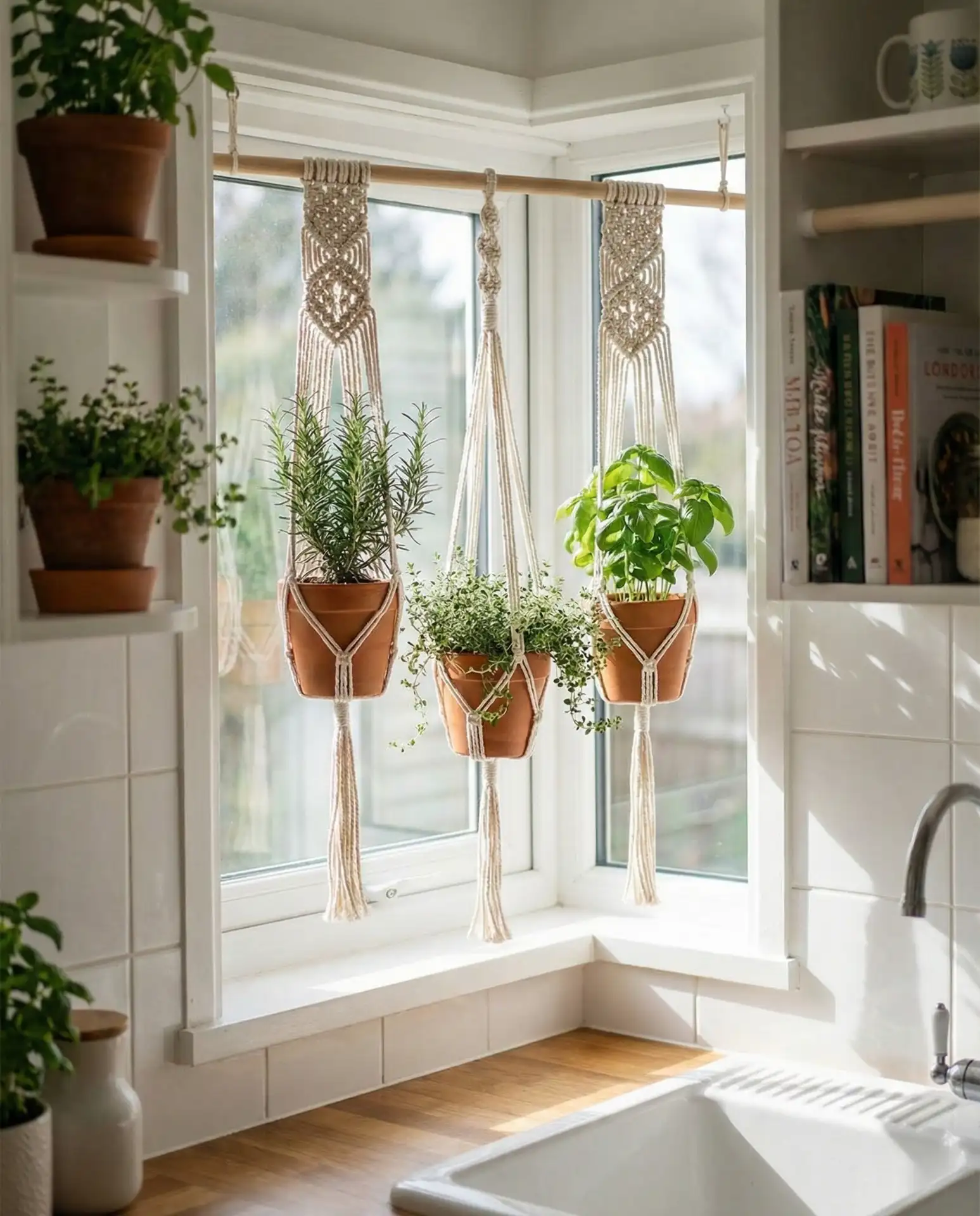 Hanging Macrame Planters for Indoor Kitchens 1