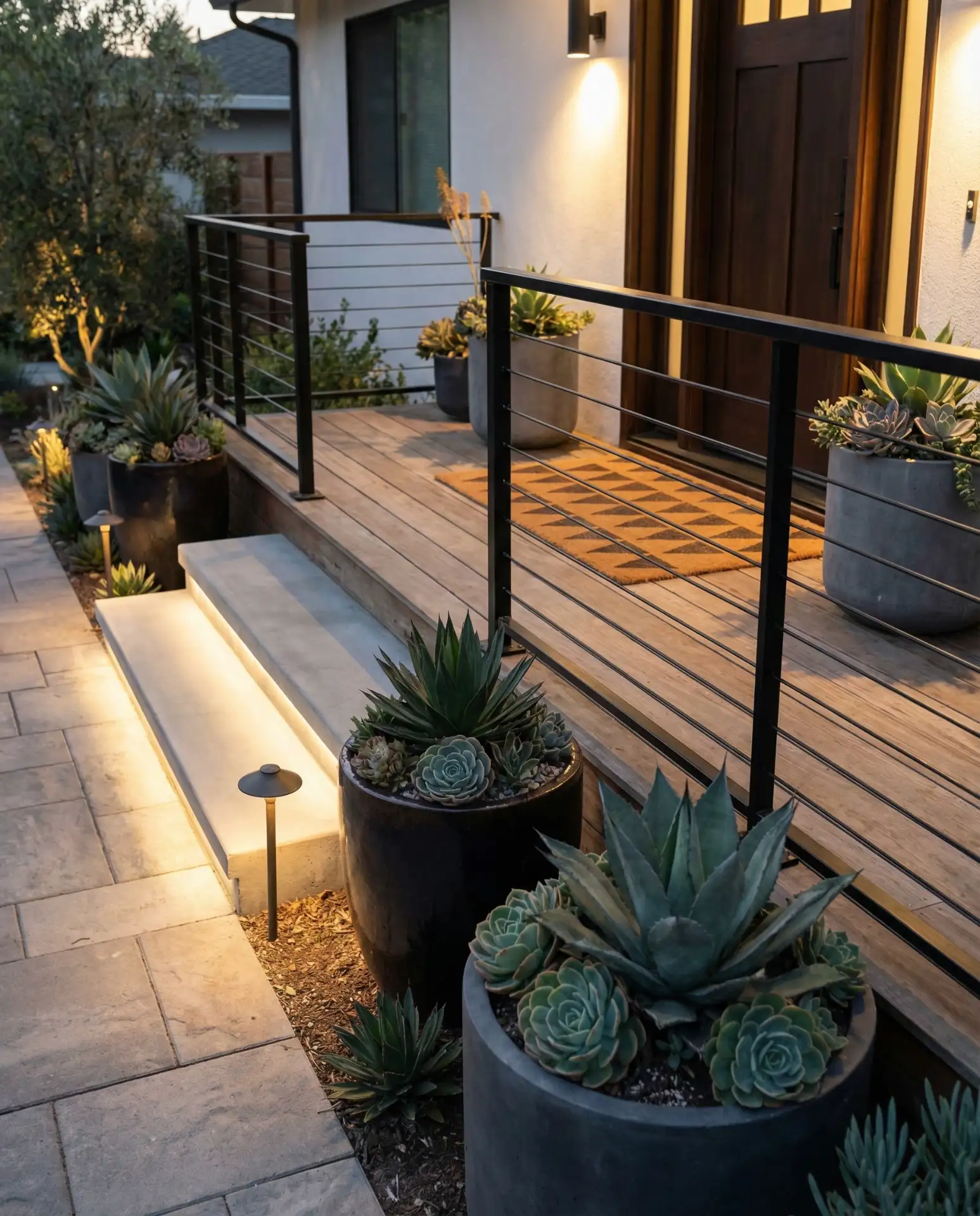 Horizontal Black Metal Modern Porch Railing 1