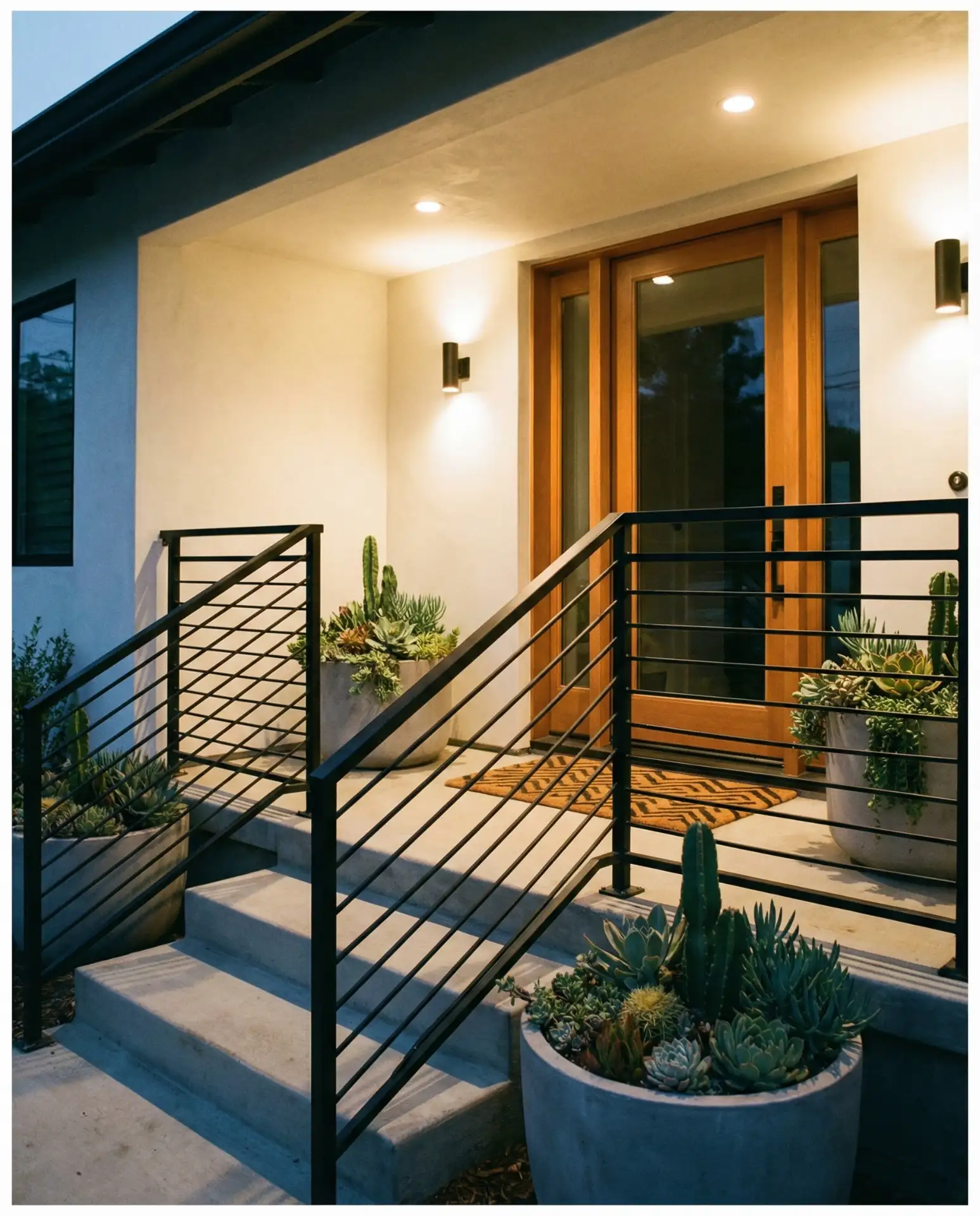 Horizontal Black Metal Modern Porch Railing 2