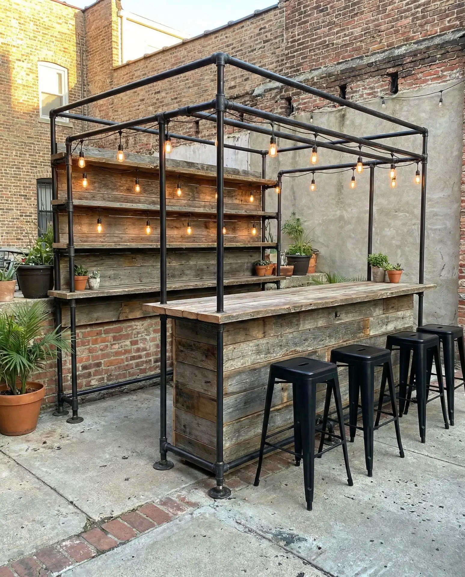 Industrial Bar with Metal Pipe Frame 2