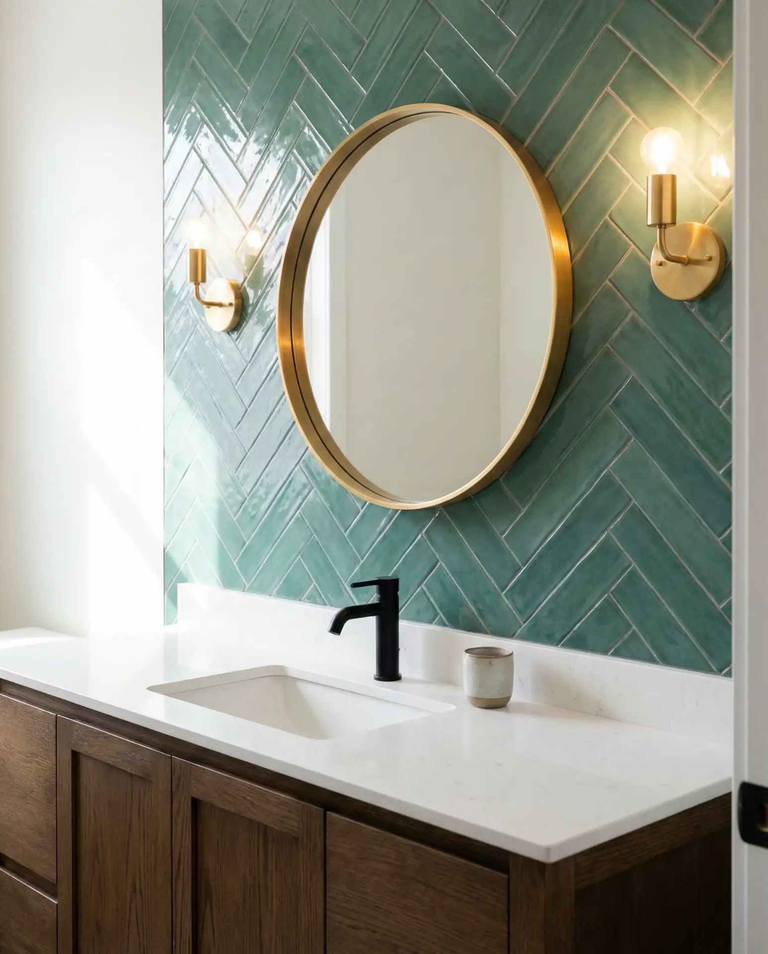 Jade Green Herringbone Pattern 2