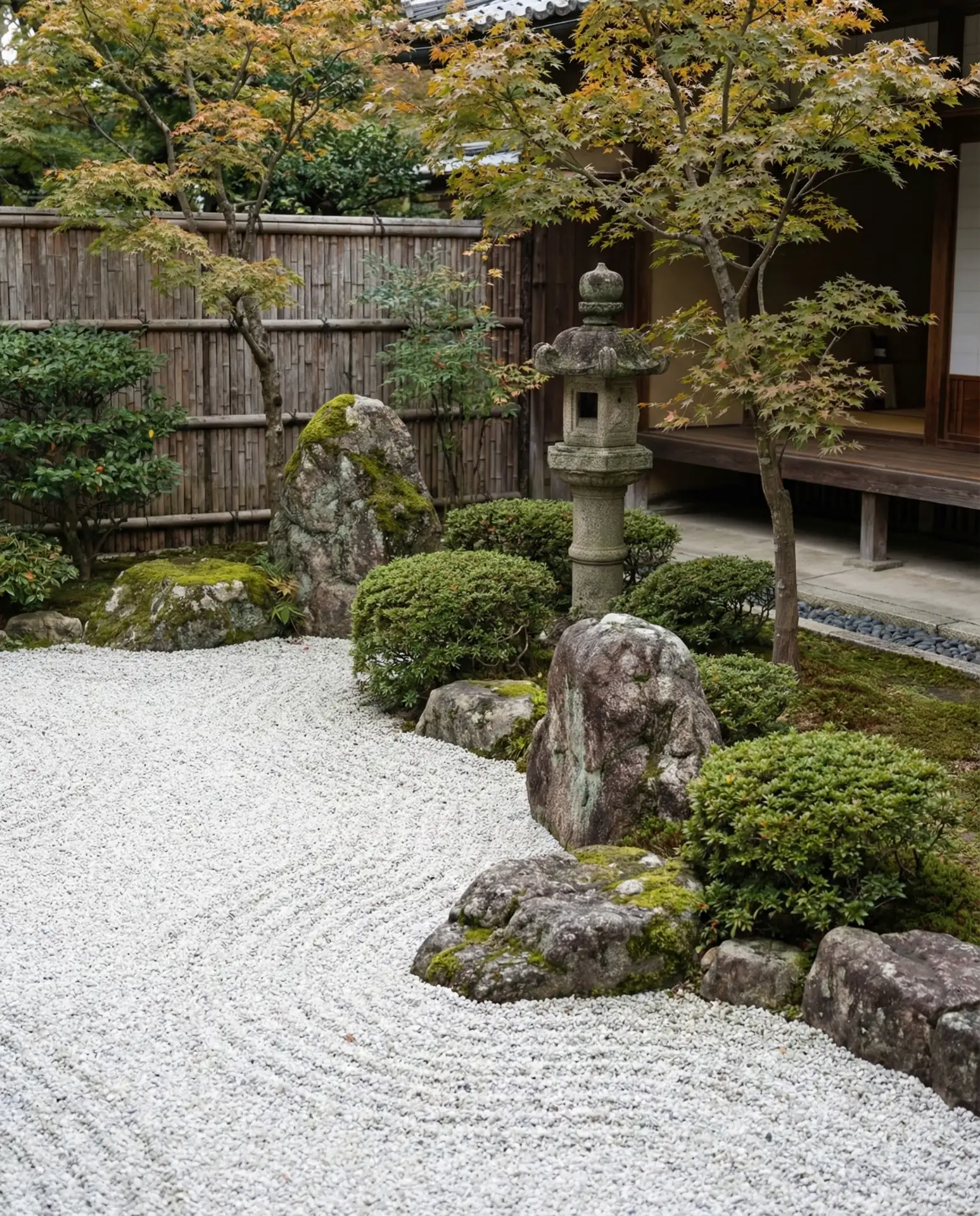 Japanese-Inspired Gravel Garden with Stone Lantern 1