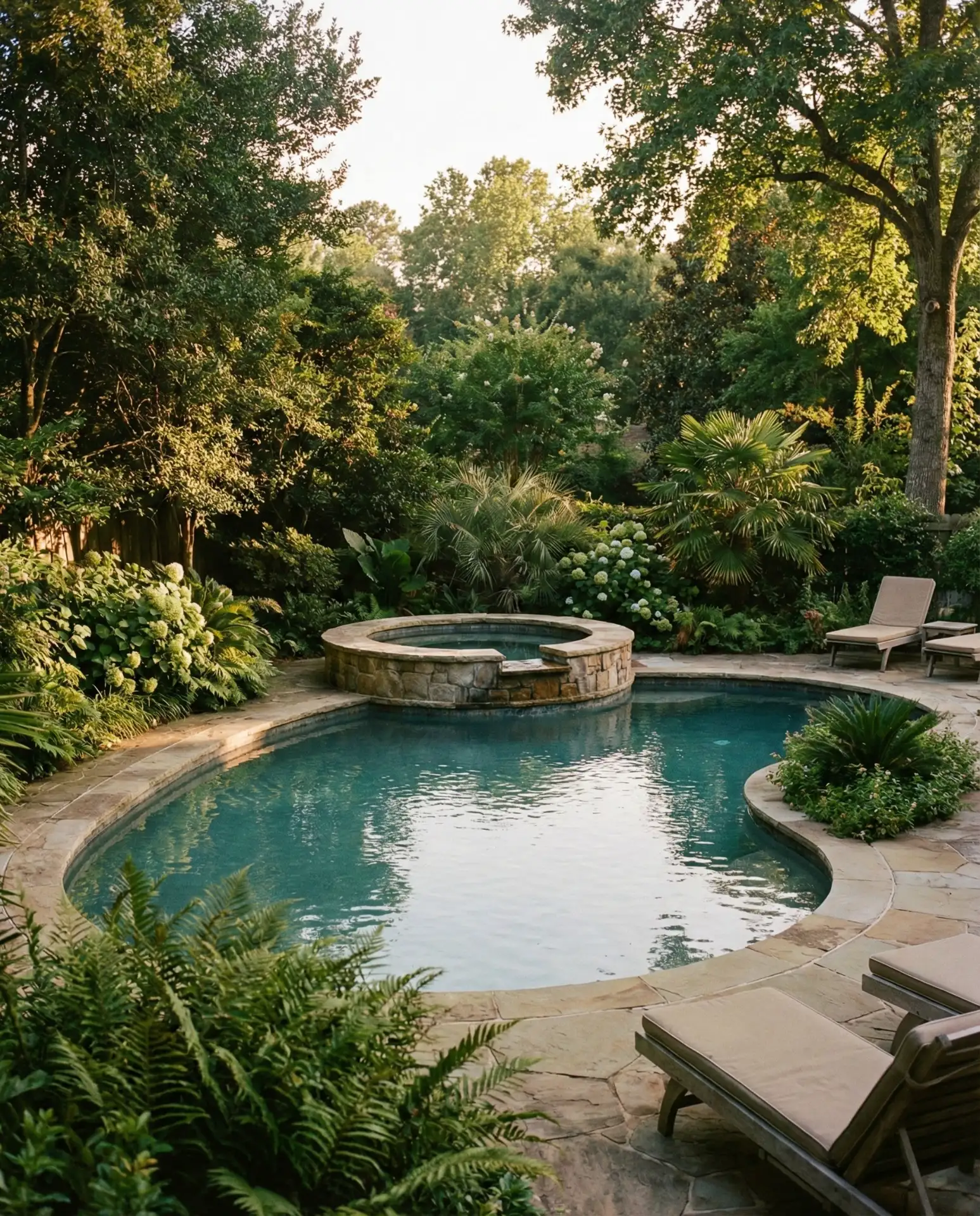 Kidney-Shaped-Pool-with-Integrated-Hot-Tub 2