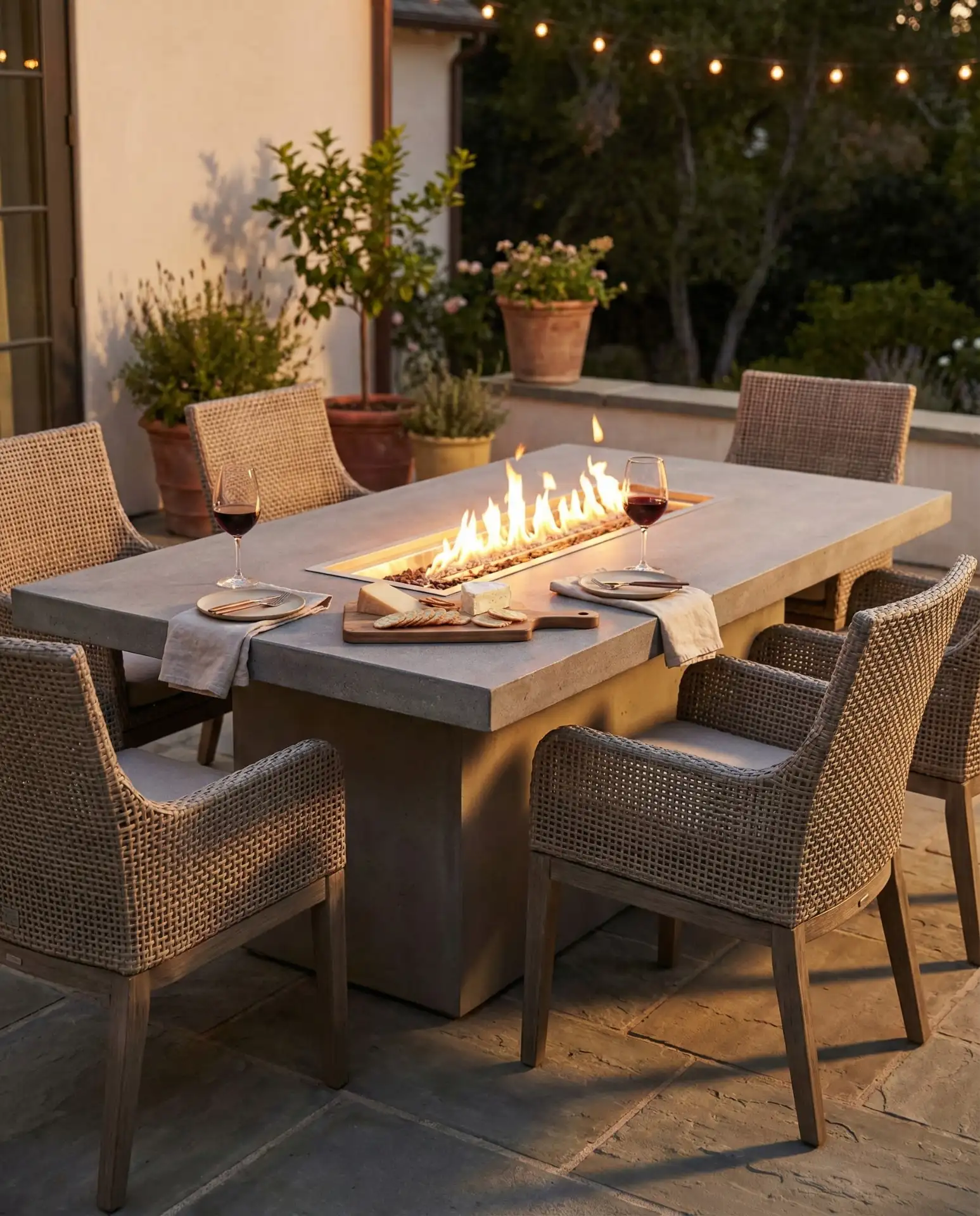 Large Rectangular Fire Table for Outdoor Dining 1