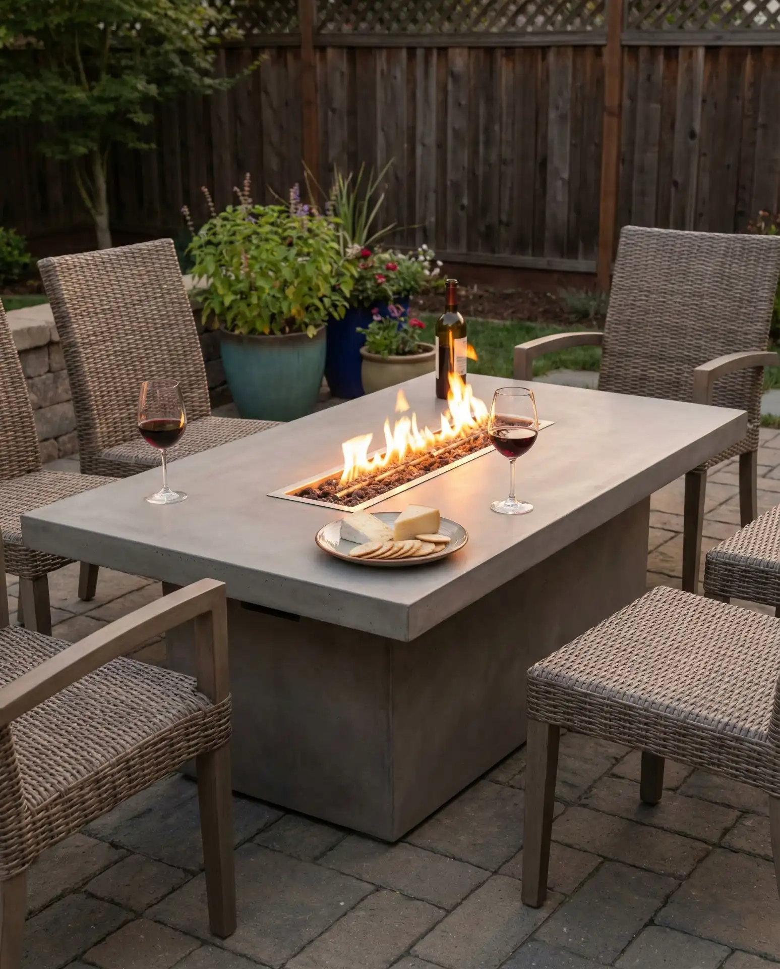 Large Rectangular Fire Table for Outdoor Dining 2
