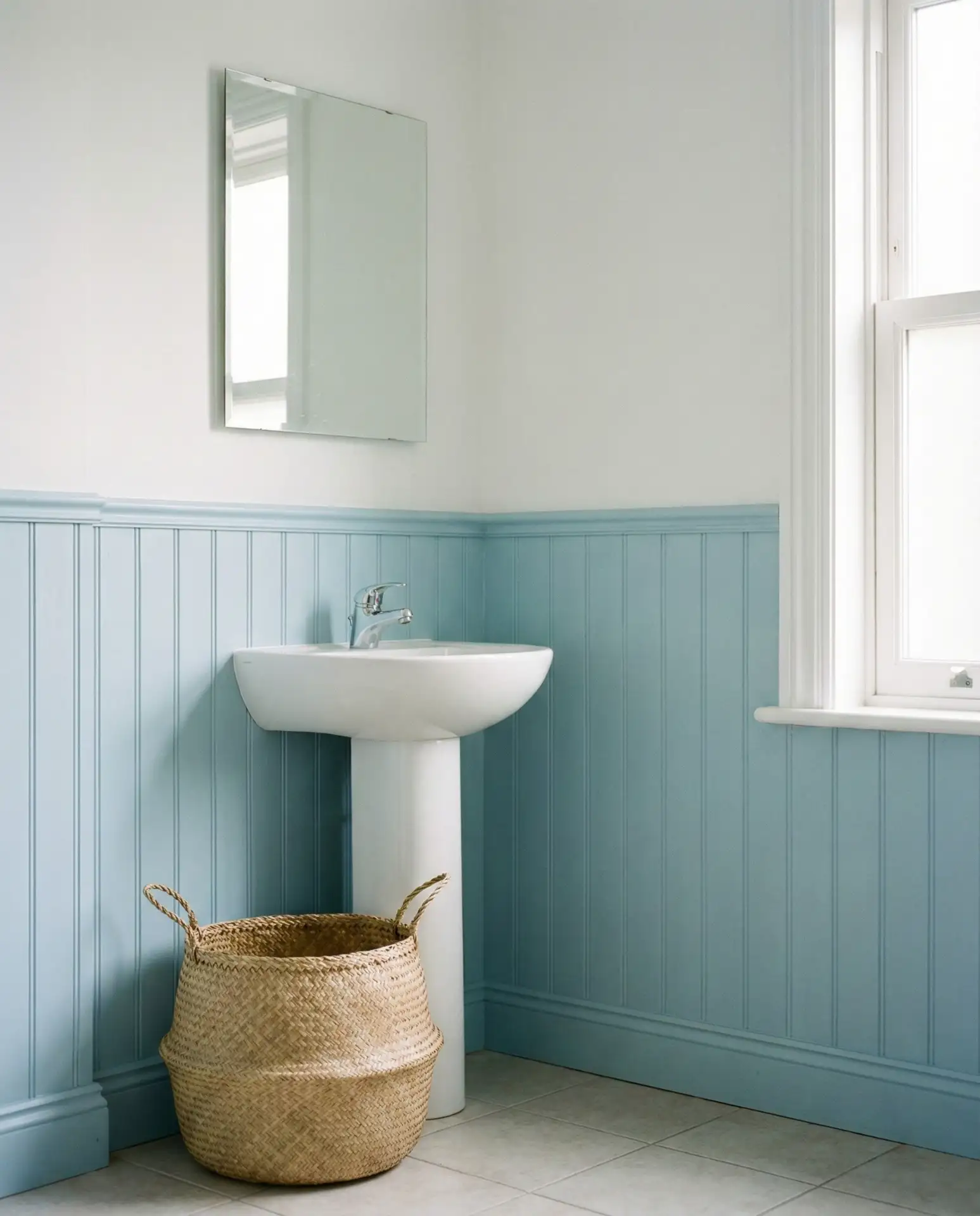 Light Blue Beadboard Wainscoting 1