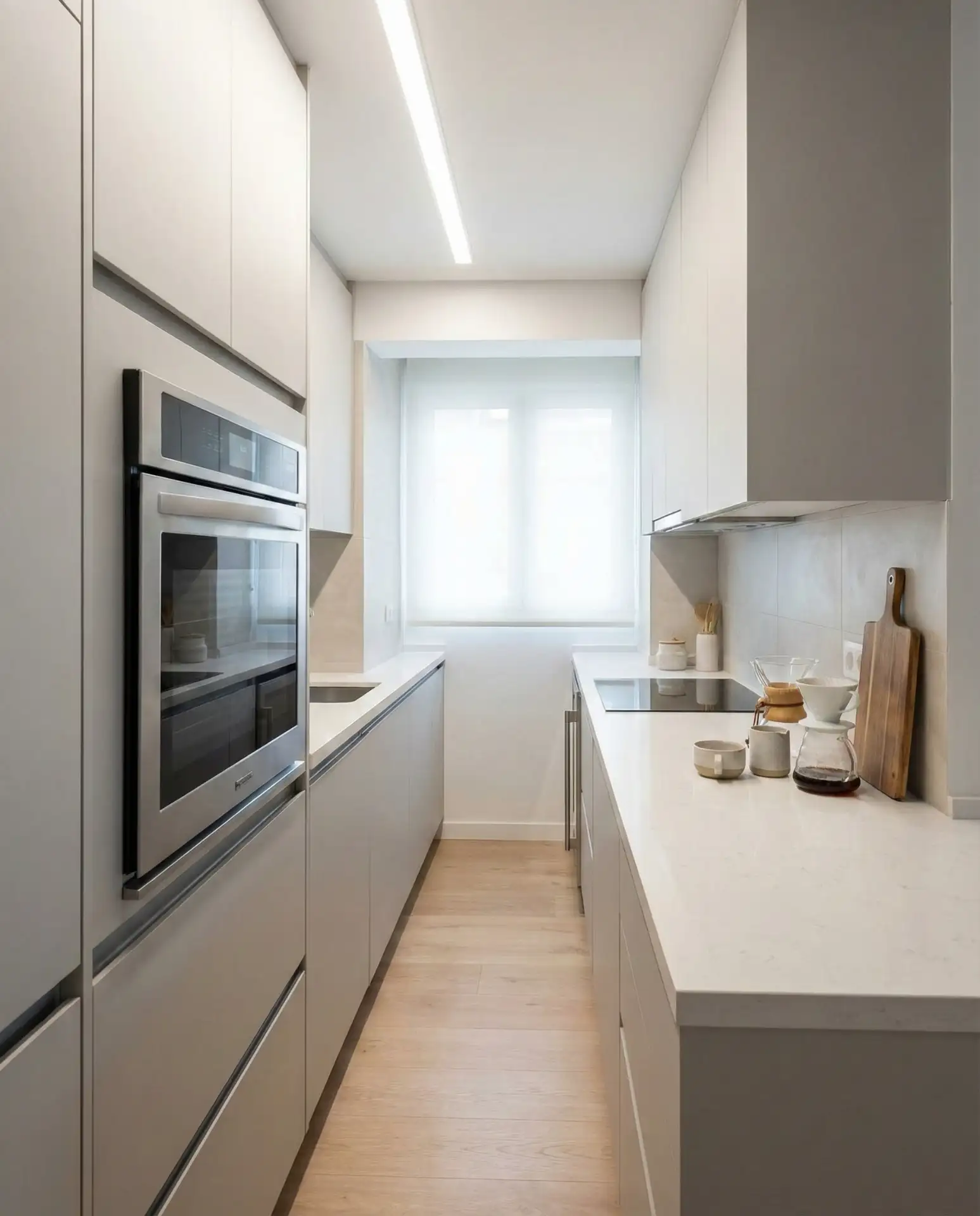 Long Narrow Kitchen with Wall Oven 1