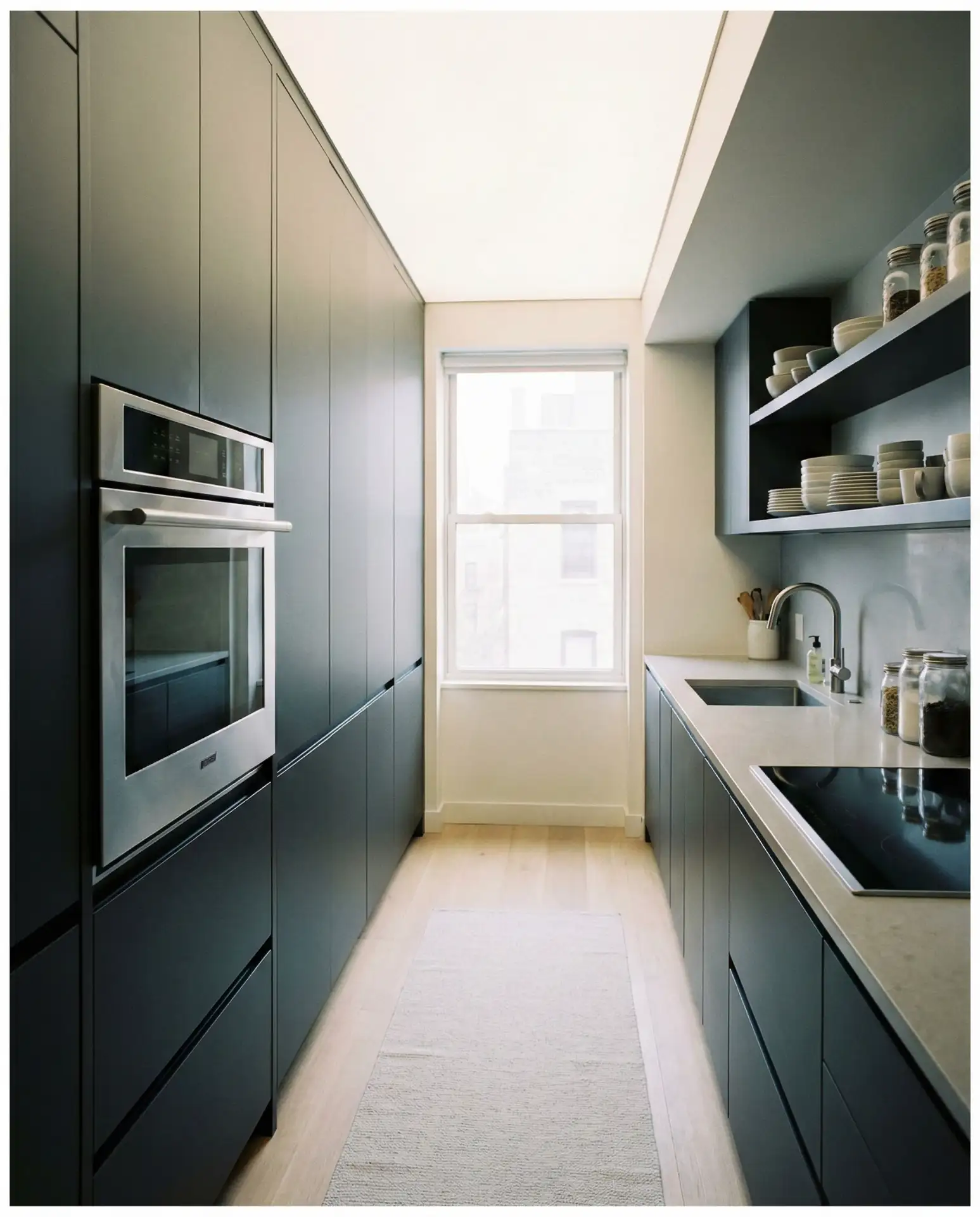 Long Narrow Kitchen with Wall Oven 2