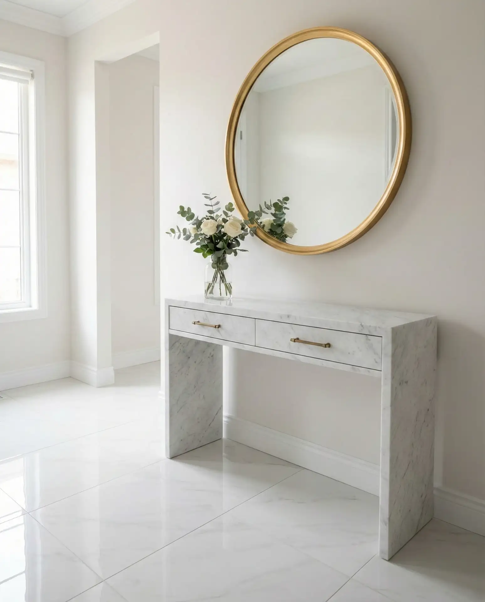 Luxury Marble Console with Brass Accents 1