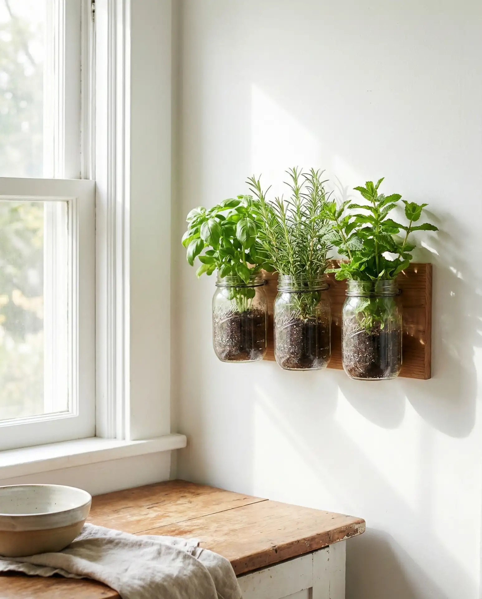 Mason Jar Wall Mount for Kitchen Herbs 1