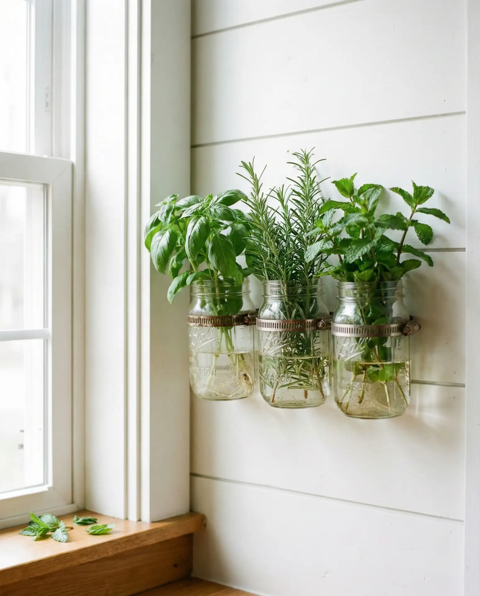 Mason Jar Wall Mount for Kitchen Herbs 2