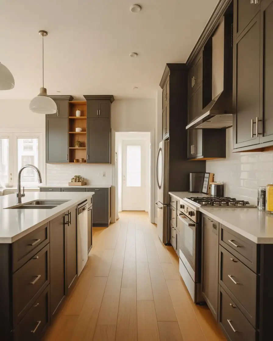 Matte Black Cabinets with White Countertops 1