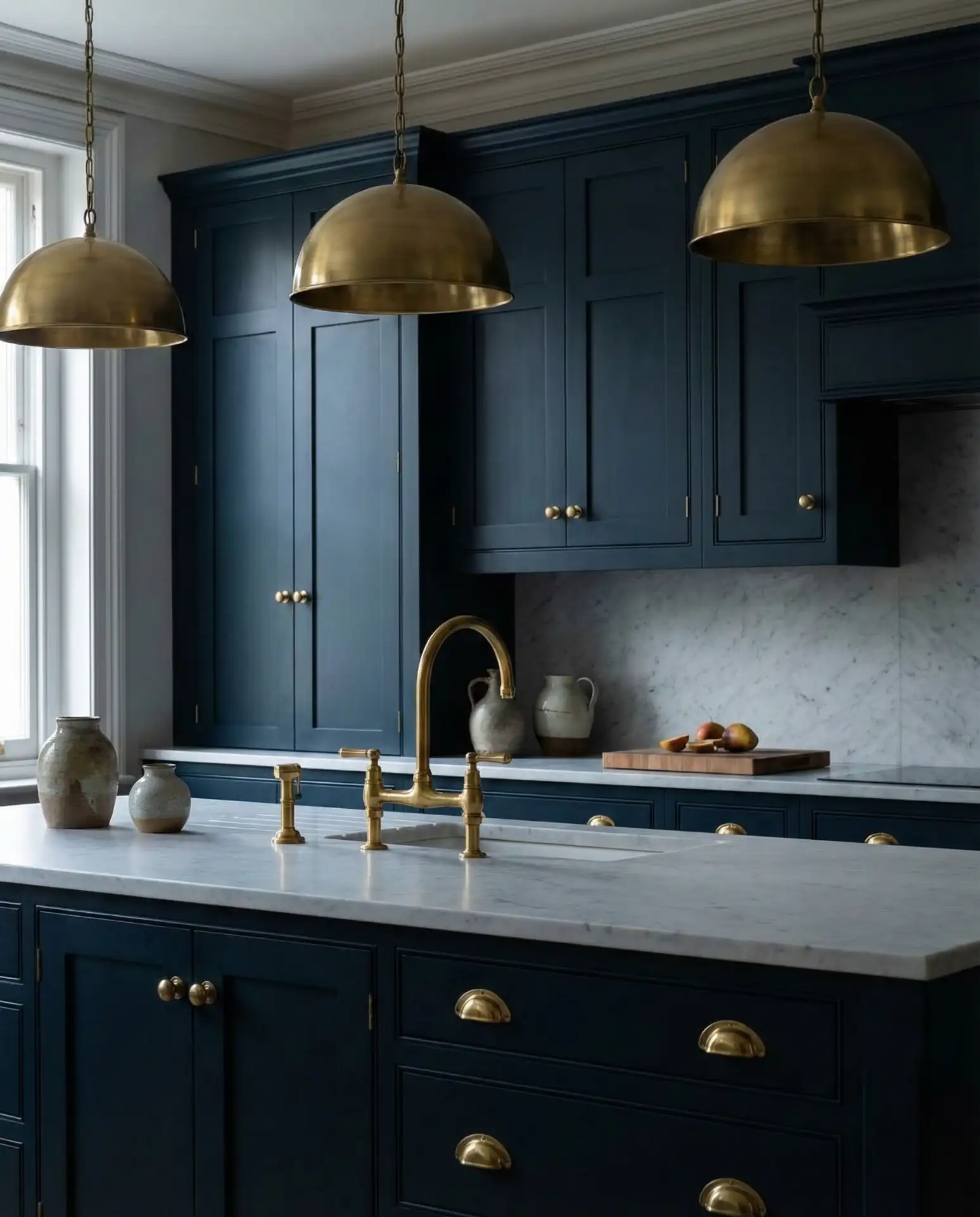 Midnight Blue Kitchen with Brass Details 2