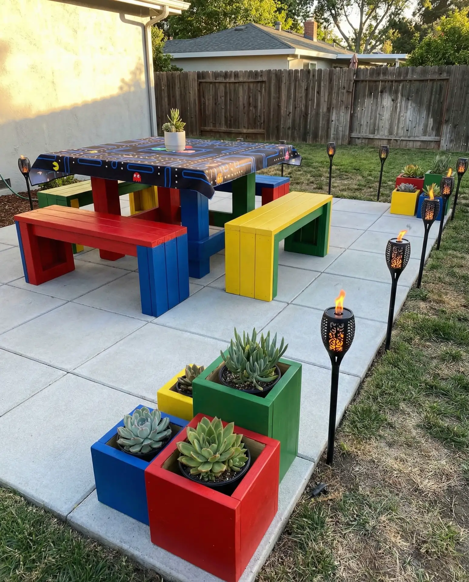 Minecraft-Inspired Pixelated Garden Dining 1