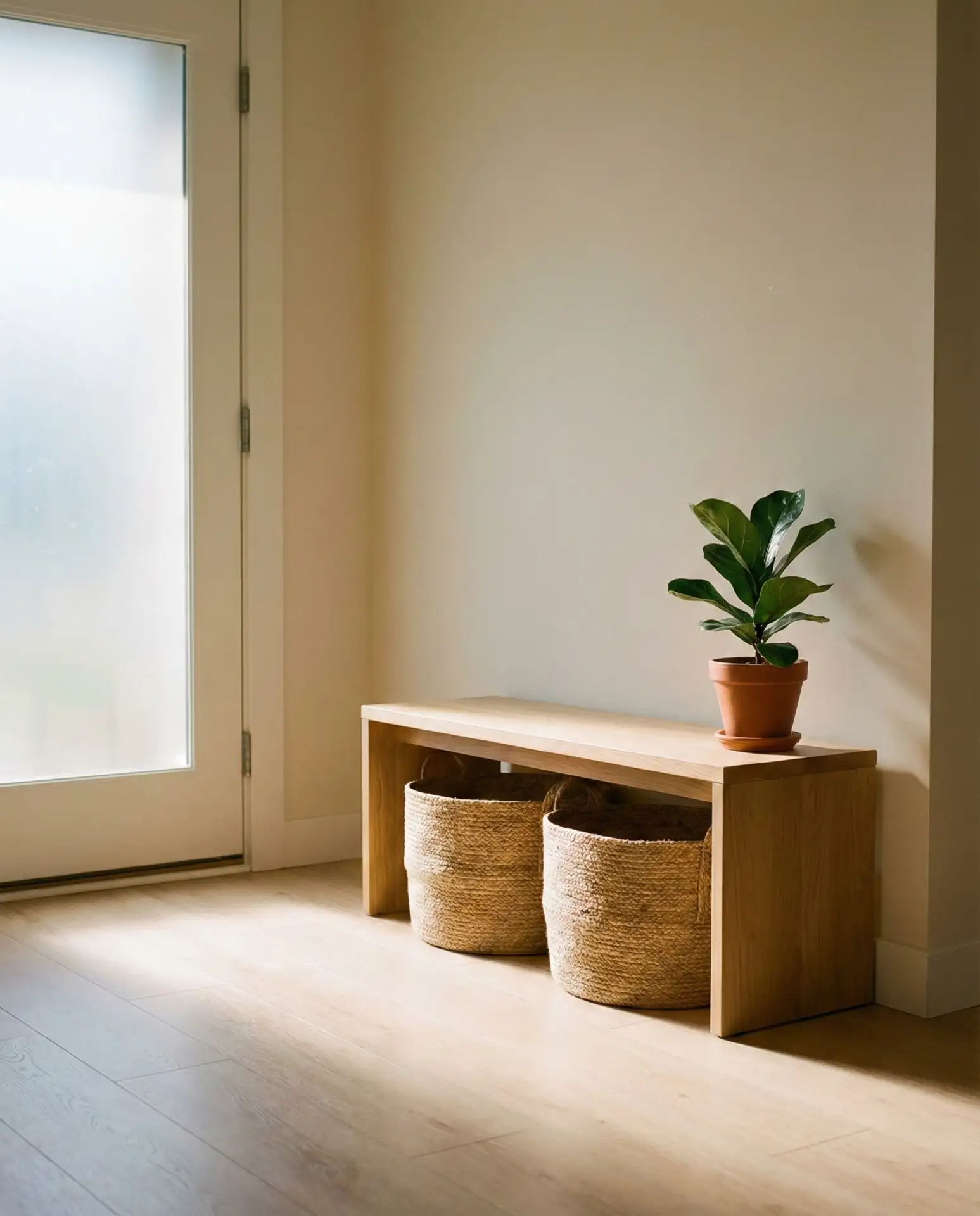 Minimalist Japandi Entry with Natural Wood 2