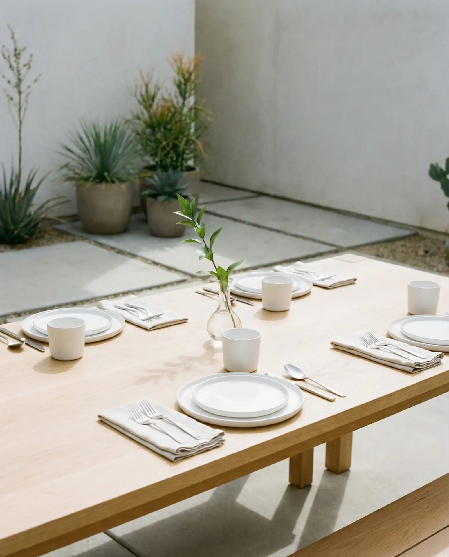 Minimalist White Table Setting
