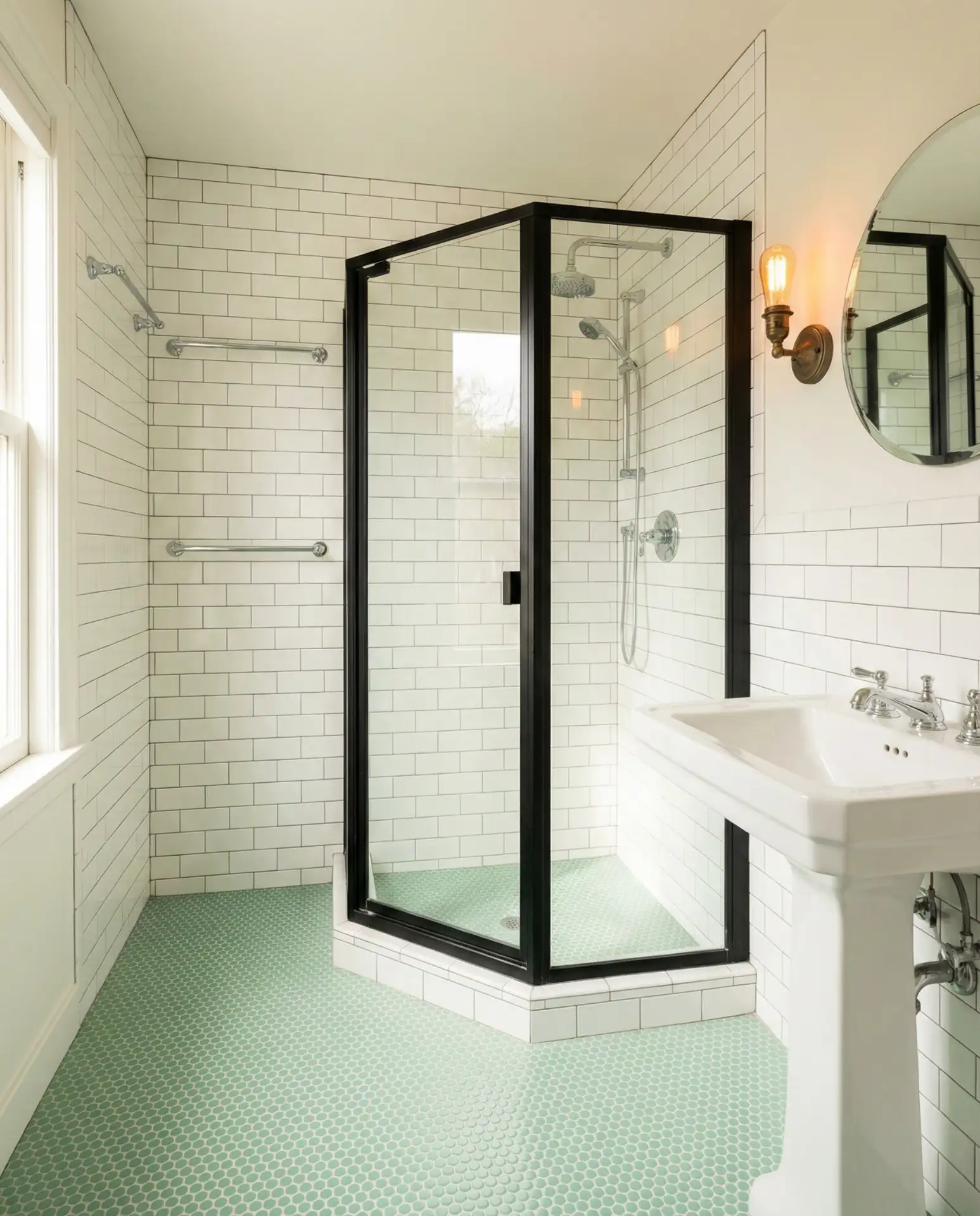 Mint Green Penny Tiles for a Retro Vibe 2