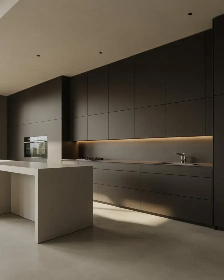 Modern Black Kitchen with Integrated Appliances 1