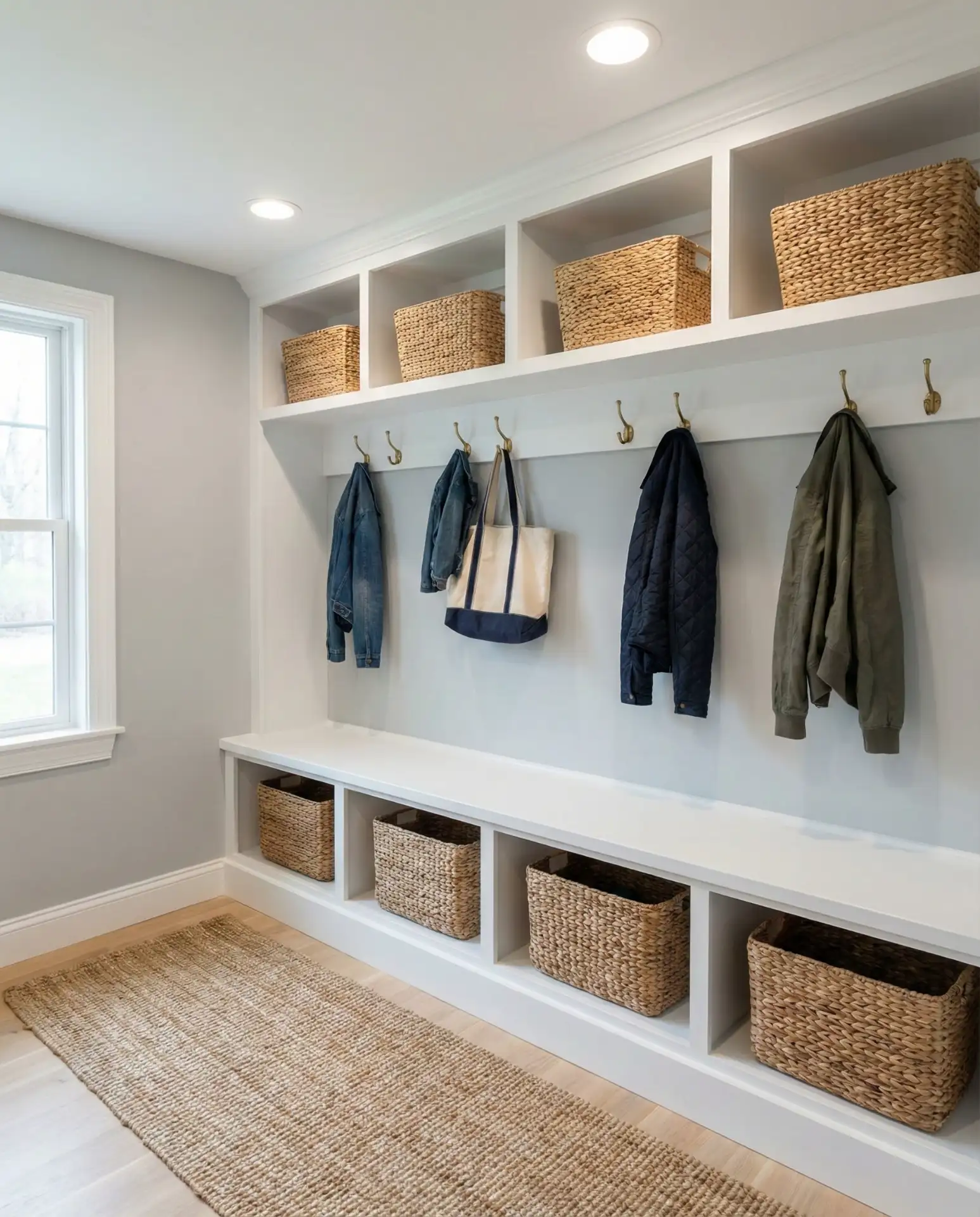 Modern Entryway with Built-In Bench and Cubbies 1