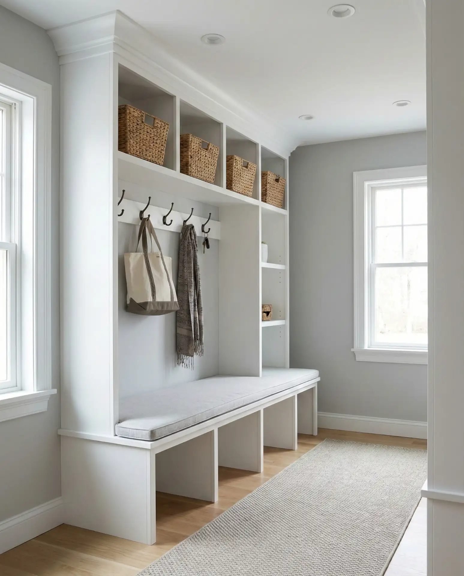 Modern Entryway with Built-In Bench and Cubbies 2