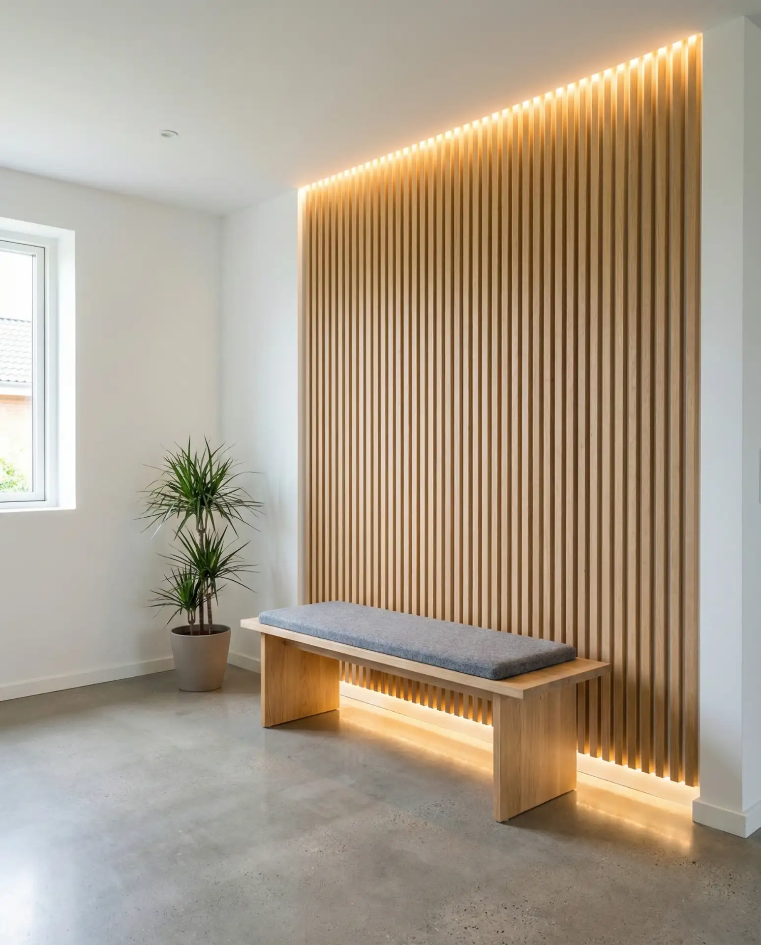 Modern Entryway with Vertical Slat Wall 2