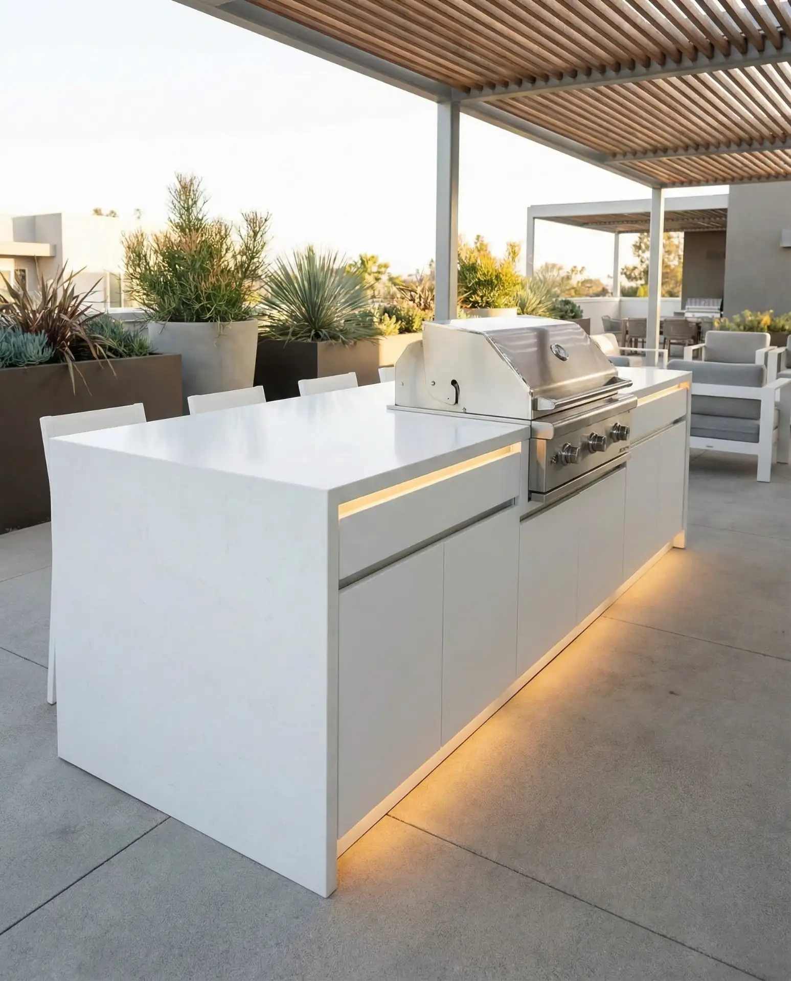 Modern White Minimalist Island Kitchen 1