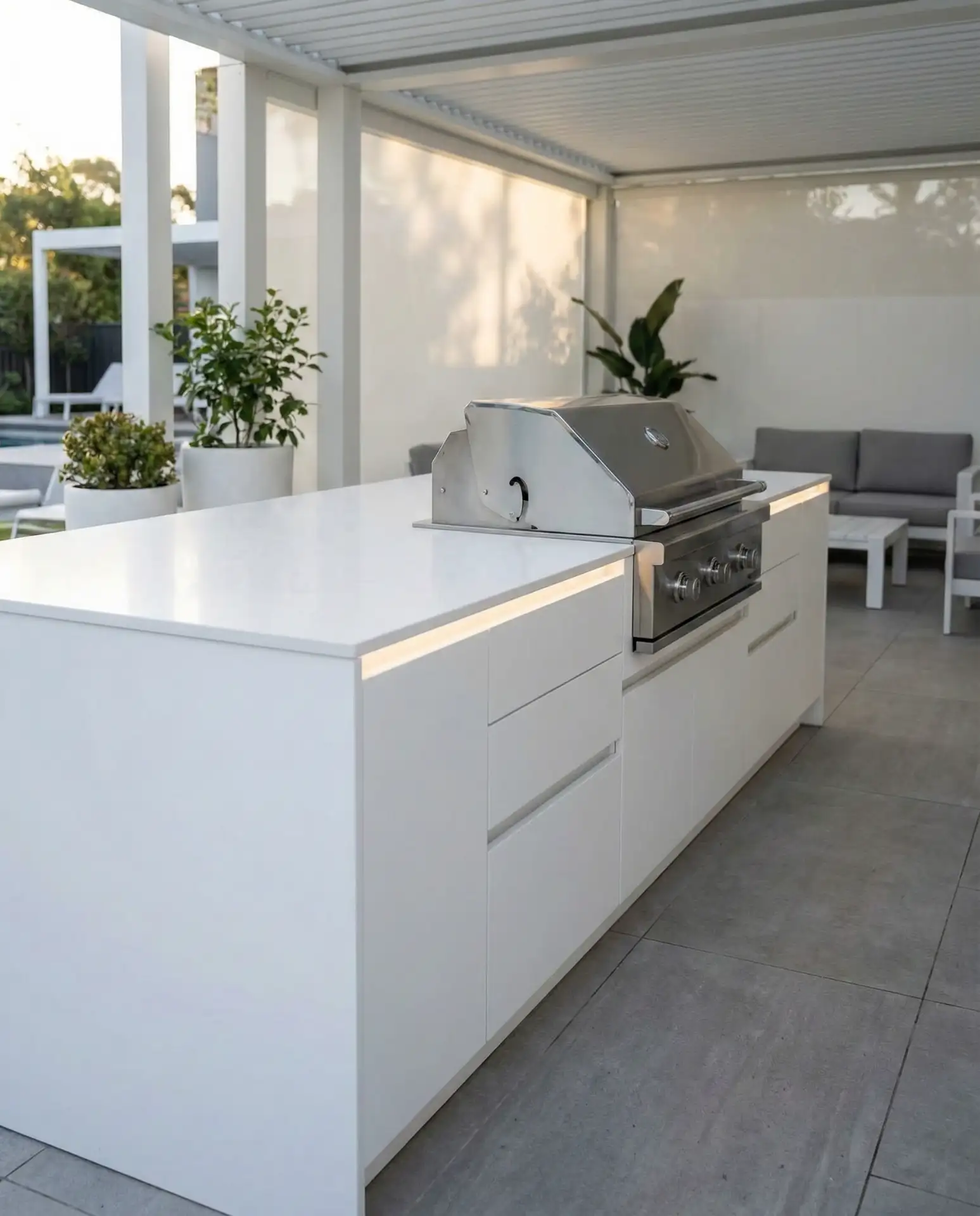 Modern White Minimalist Island Kitchen 2