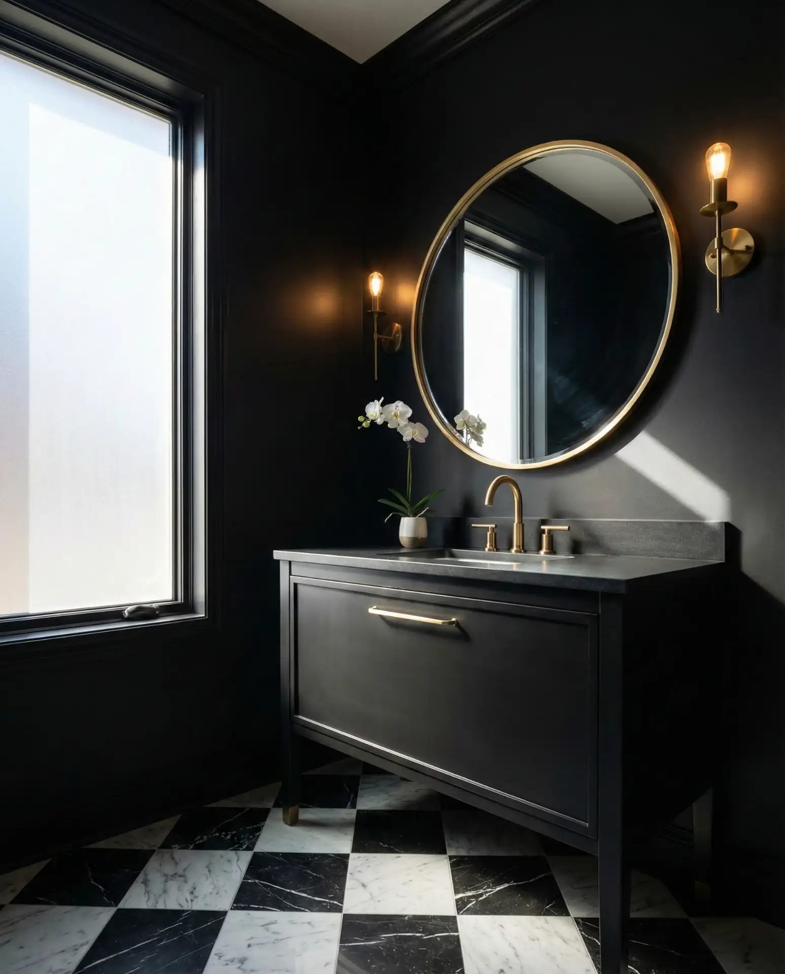 Moody Black Walls with Gold Accents 1