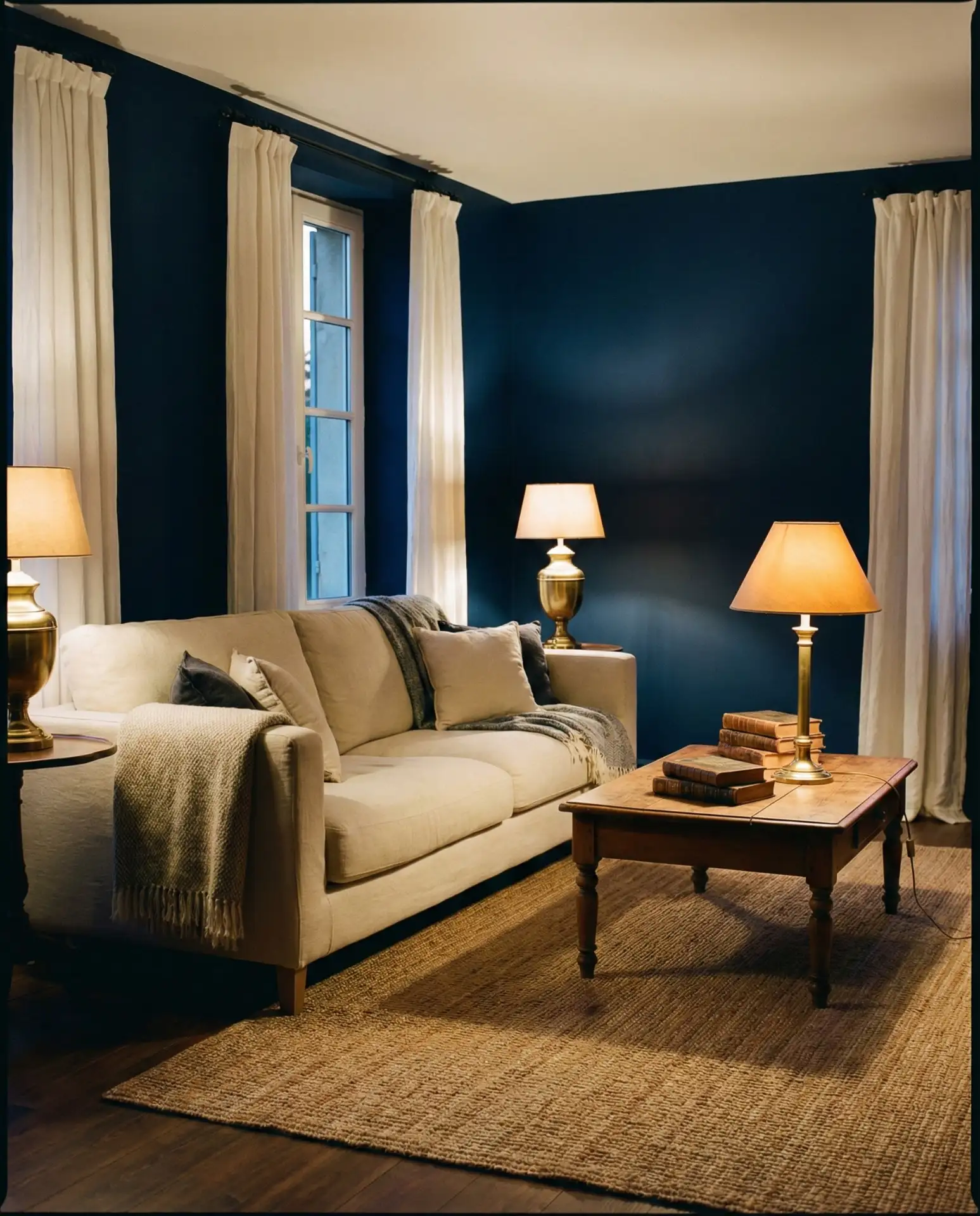 Moody Dark Blue Living Room 2