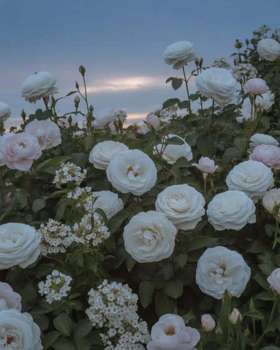 Moonlight Garden with White Blooms 2