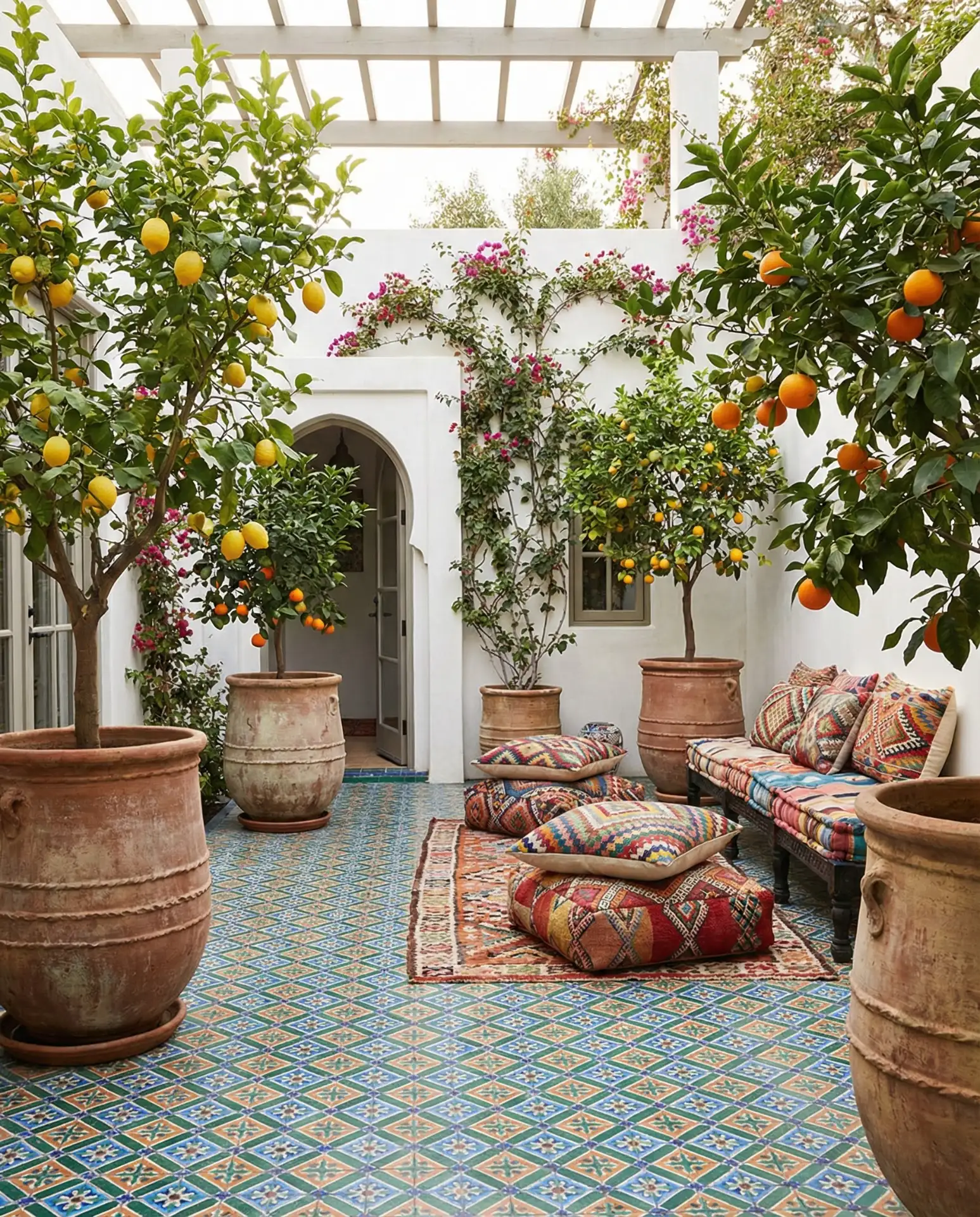 Moroccan-Tiled Courtyard with Potted Citrus 2