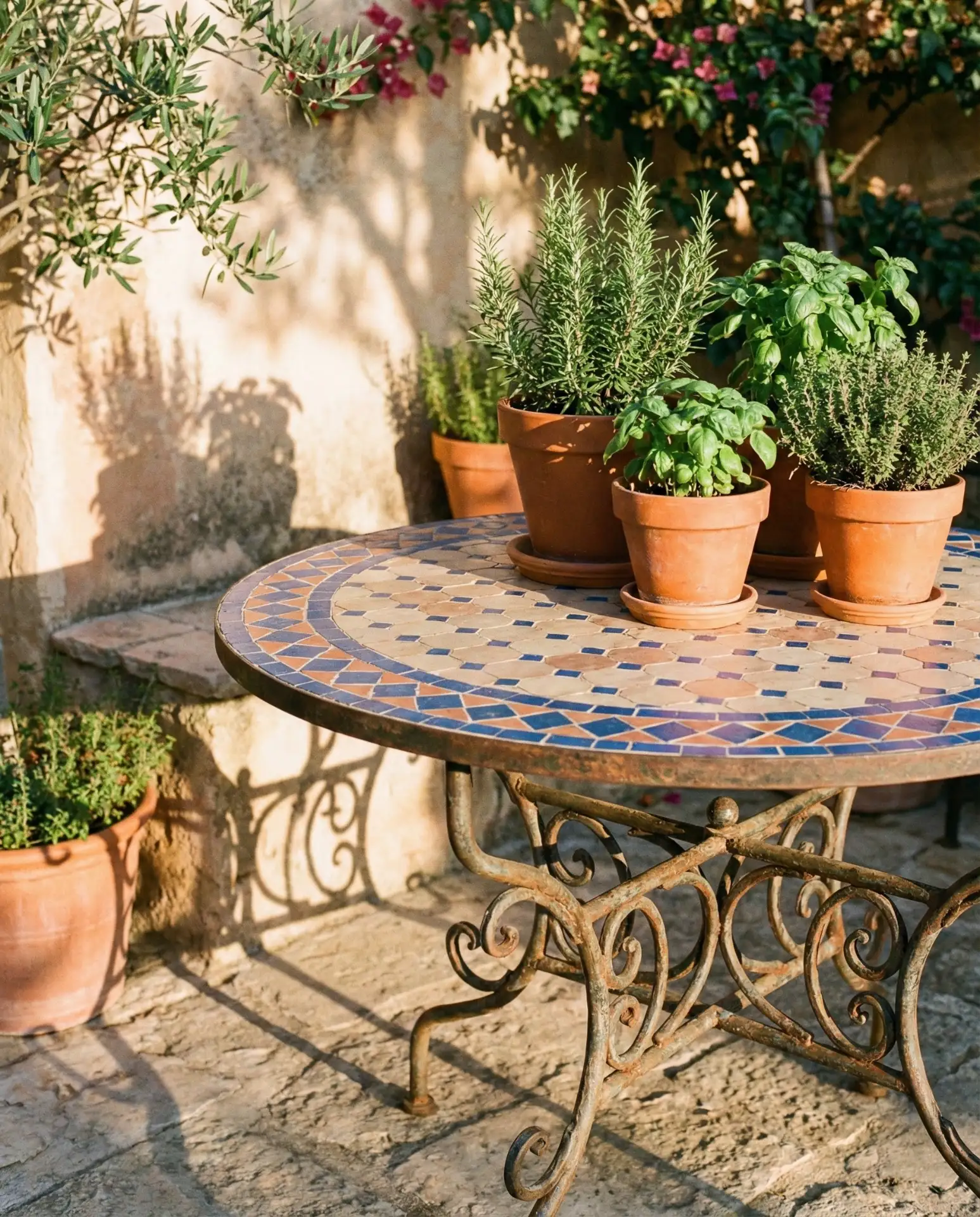 Mosaic Tile Tabletop with Mediterranean Flair