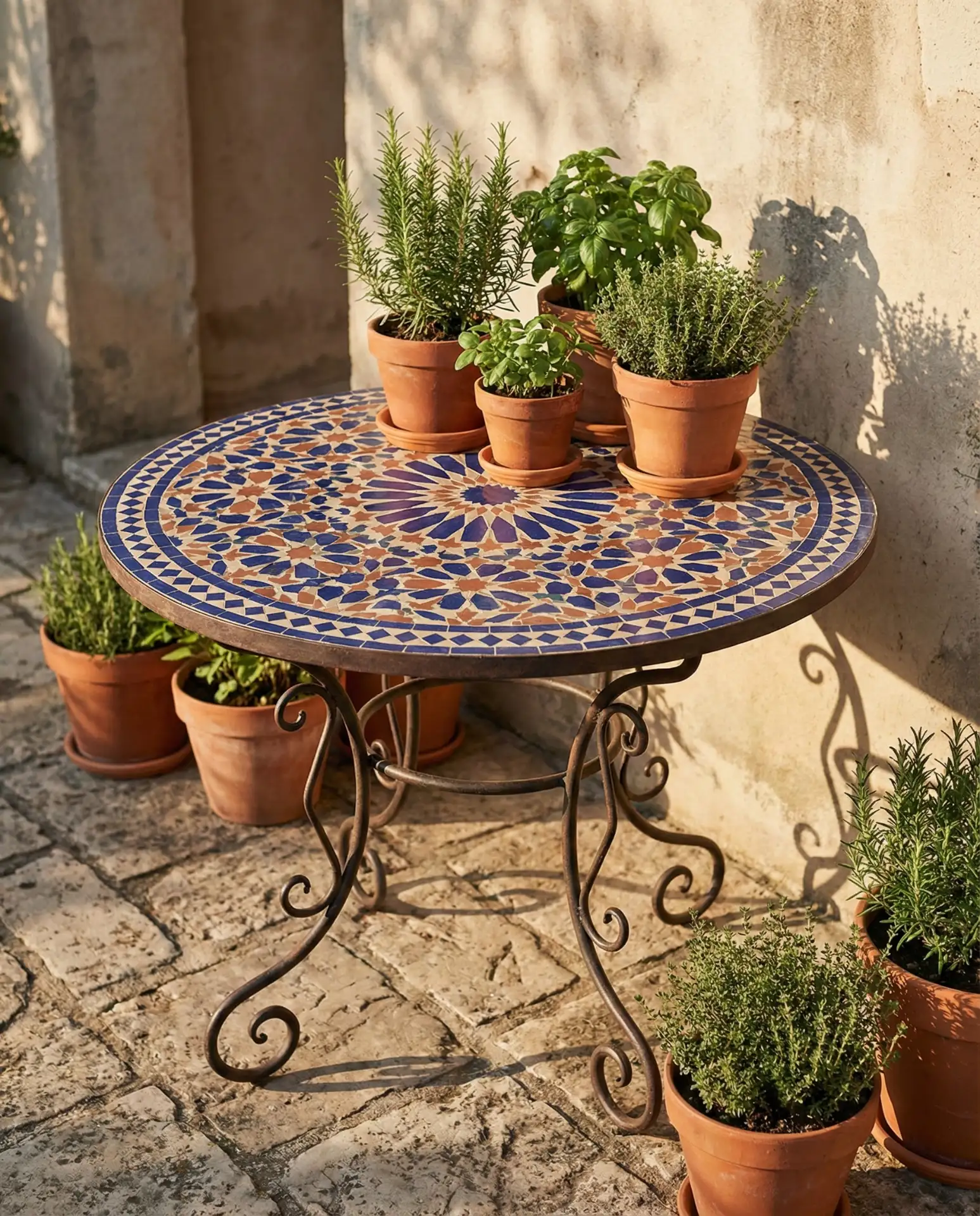 Mosaic Tile Tabletop with Mediterranean Flair