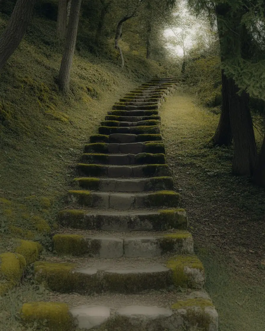 Moss-Covered Stone Steps Through Woodland 1