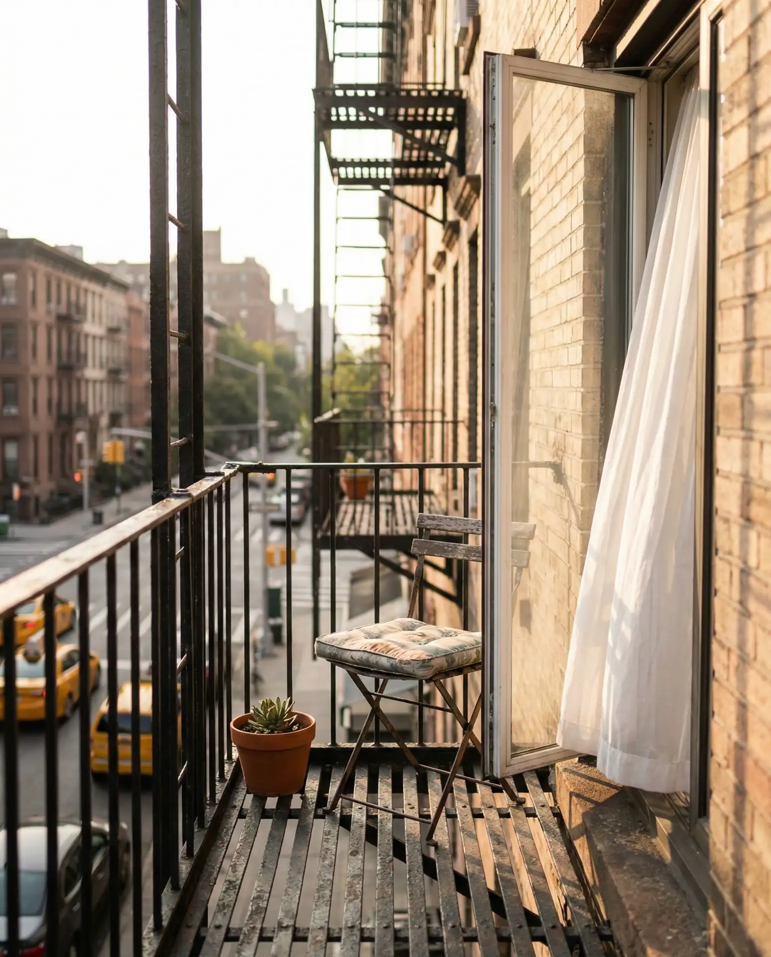 NYC Apartment with Fire Escape Reading Nook 2